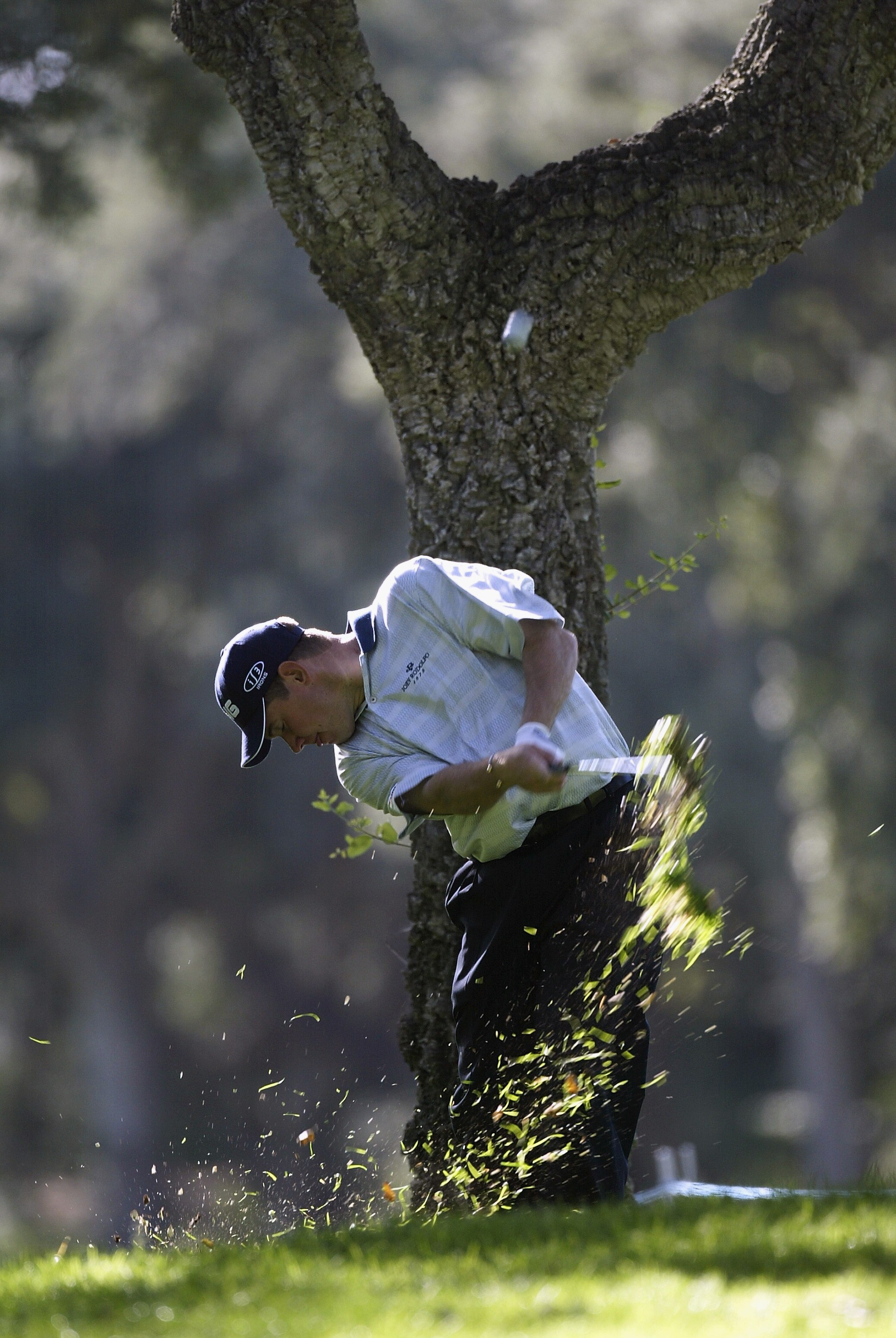 ANDALUCIA - NOVEMBER 7:  Lee Westwood of England hits his second shot on the 16th hole during the first round of the Volvo Masters at the Valderrama Golf Club, Andalucia, Spain on November 7, 2002. (Photo by Andrew Redington/Getty Images)