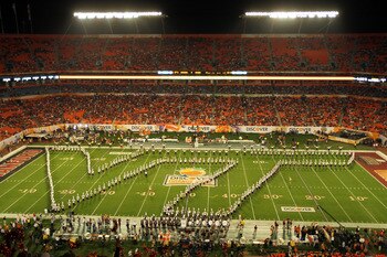 MIAMI, FL - JANUARY 03:  The Virginia Tech Hokies marching band performs prior to the Hokies playing against the Stanford Cardinal during the 2011 Discover Orange Bowl at Sun Life Stadium on January 3, 2011 in Miami, Florida.  (Photo by Mike Ehrmann/Getty