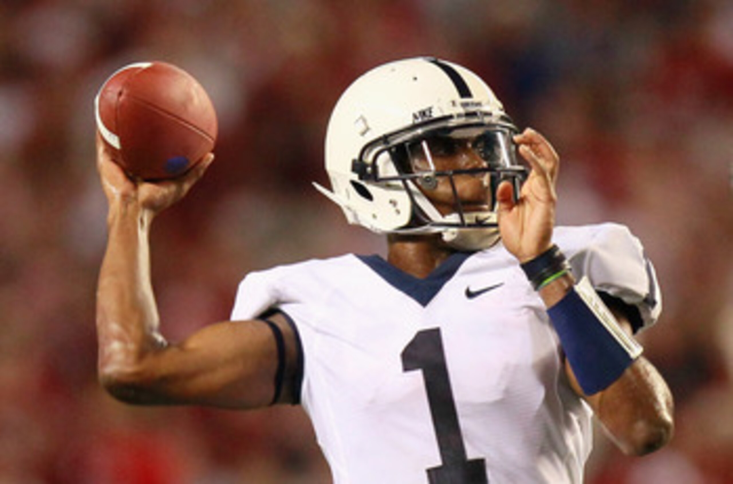 TUSCALOOSA, AL - SEPTEMBER 11:  Quarterback Robert Bolden #1 of the Penn State Nittany Lions against the Alabama Crimson Tide at Bryant-Denny Stadium on September 11, 2010 in Tuscaloosa, Alabama.  (Photo by Kevin C. Cox/Getty Images)
