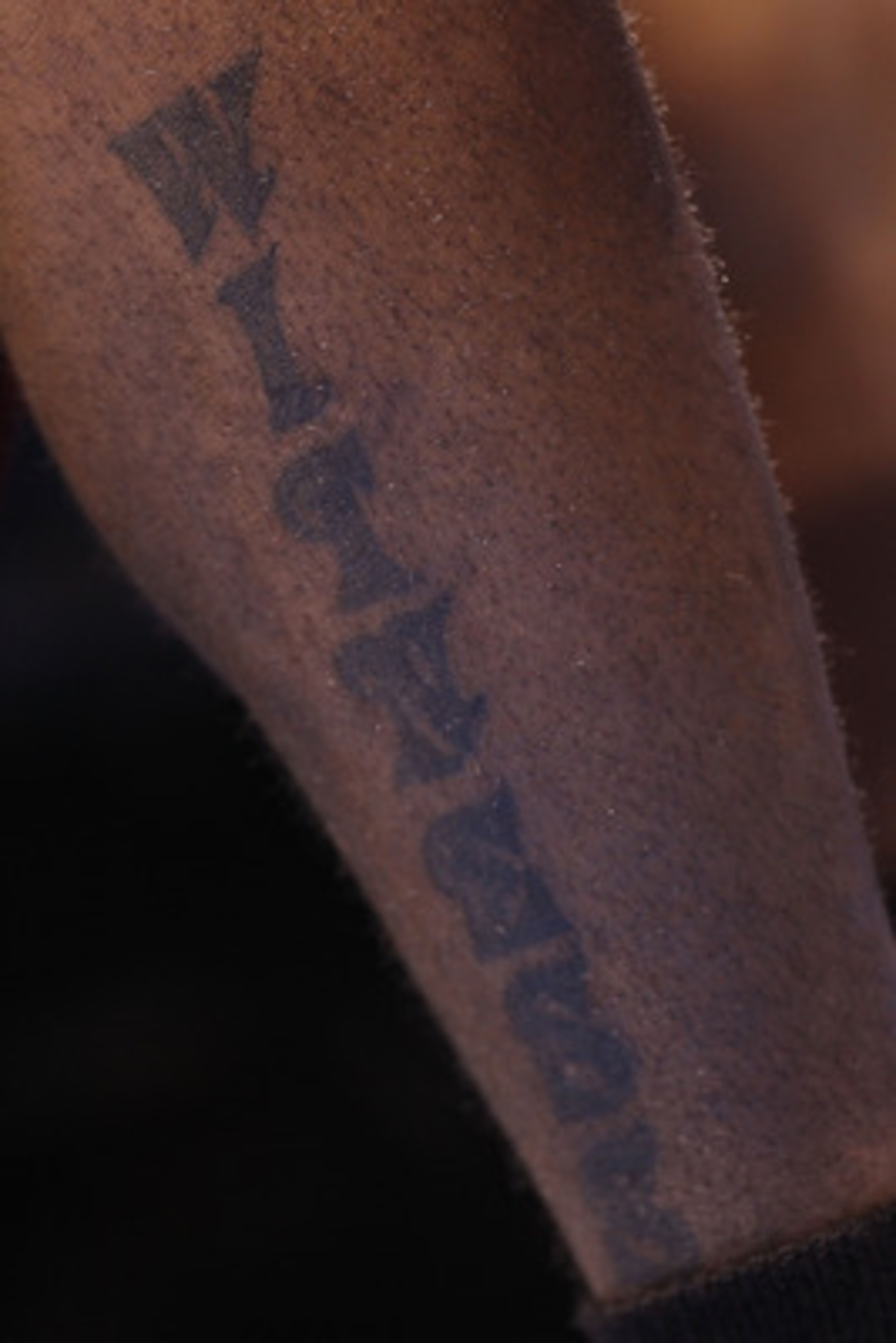 OKLAHOMA CITY, OK - JANUARY 30:  The witness tattoo of LeBron James #6 of the Miami Heat at Ford Center on January 30, 2011 in Oklahoma City, Oklahoma.  NOTE TO USER: User expressly acknowledges and agrees that, by downloading and or using this photograph