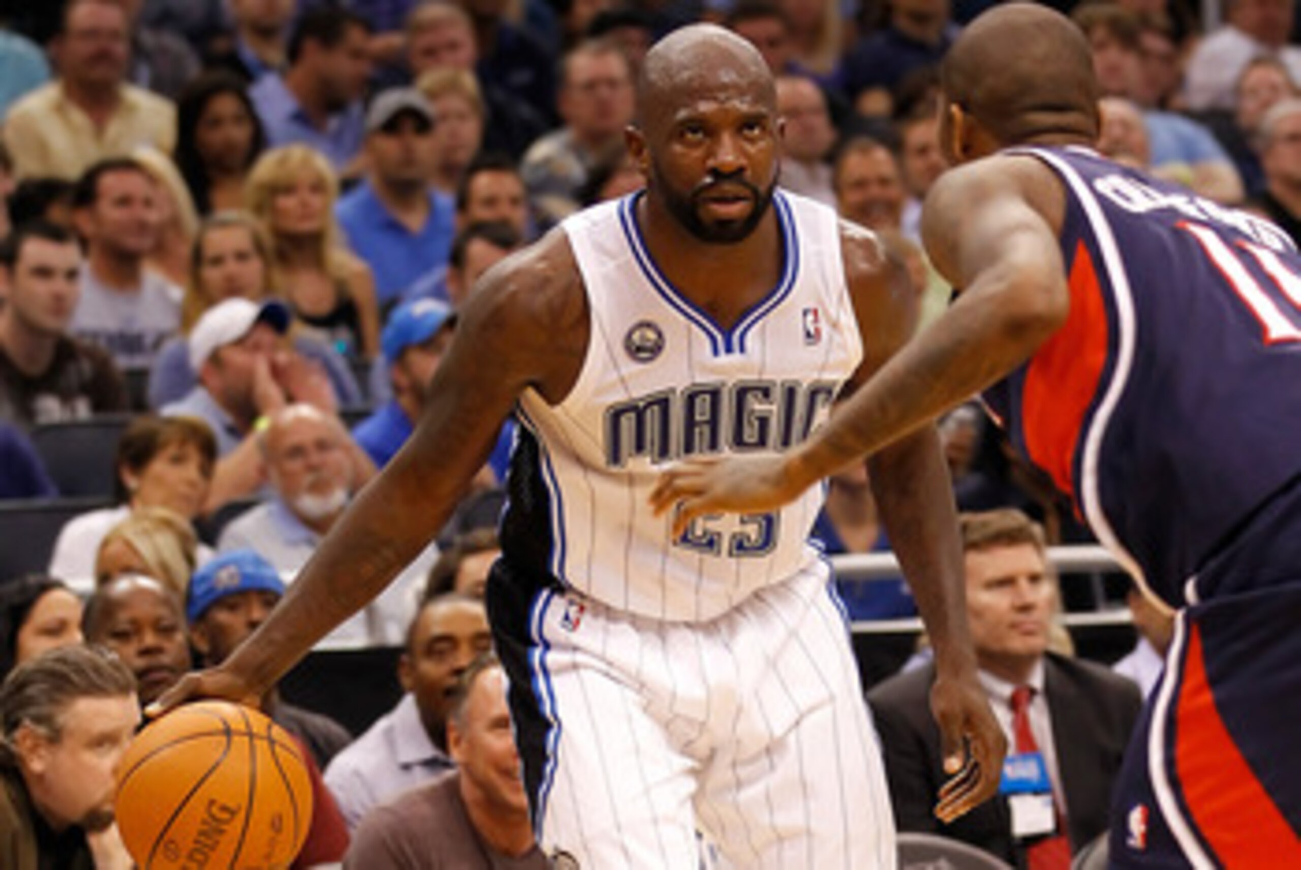 ORLANDO, FL - APRIL 26:  Jason Richardson #23 of the Orlando Magic drives against the Atlanta Hawks during Game Five of the Eastern Conference Quarterfinals of the 2011 NBA Playoffs on April 26, 2011 at the Amway Arena in Orlando, Florida.  NOTE TO USER: