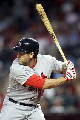 PHOENIX, AZ - APRIL 12:  Lance Berkman #12 of the St. Louis Cardinals bats against the Arizona Diamondbacks during the Major League Baseball game at Chase Field on April 12, 2011 in Phoenix, Arizona. The Diamondbacks defeated the Cardinals 13-8.  (Photo b