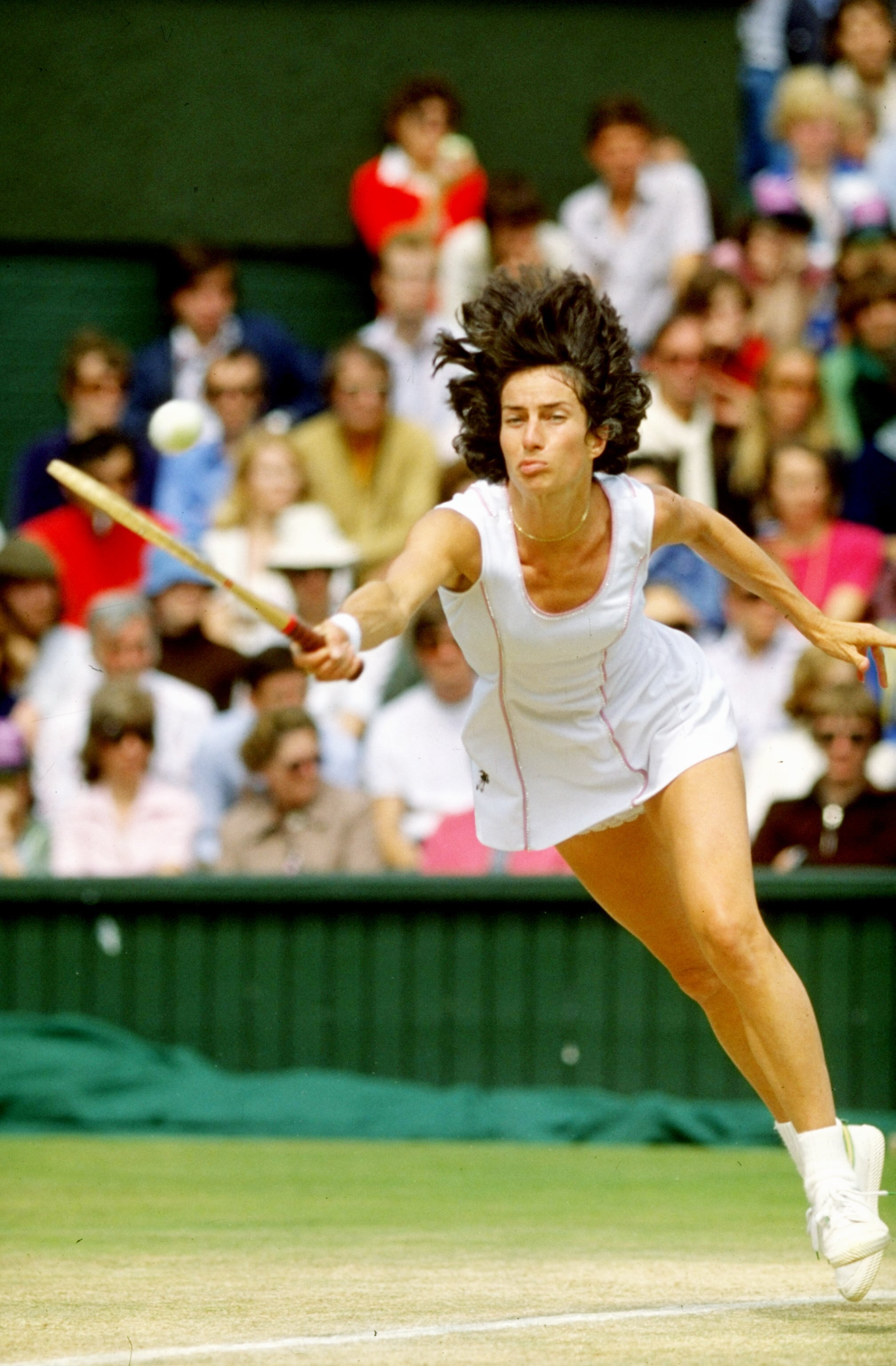 Jul 1977:  Virginia Wade of Great Britain wins the during the 1977 Wimbledon Final played at Wimbledon, London, England. \ Mandatory Credit: Tony Duffy /Allsport
