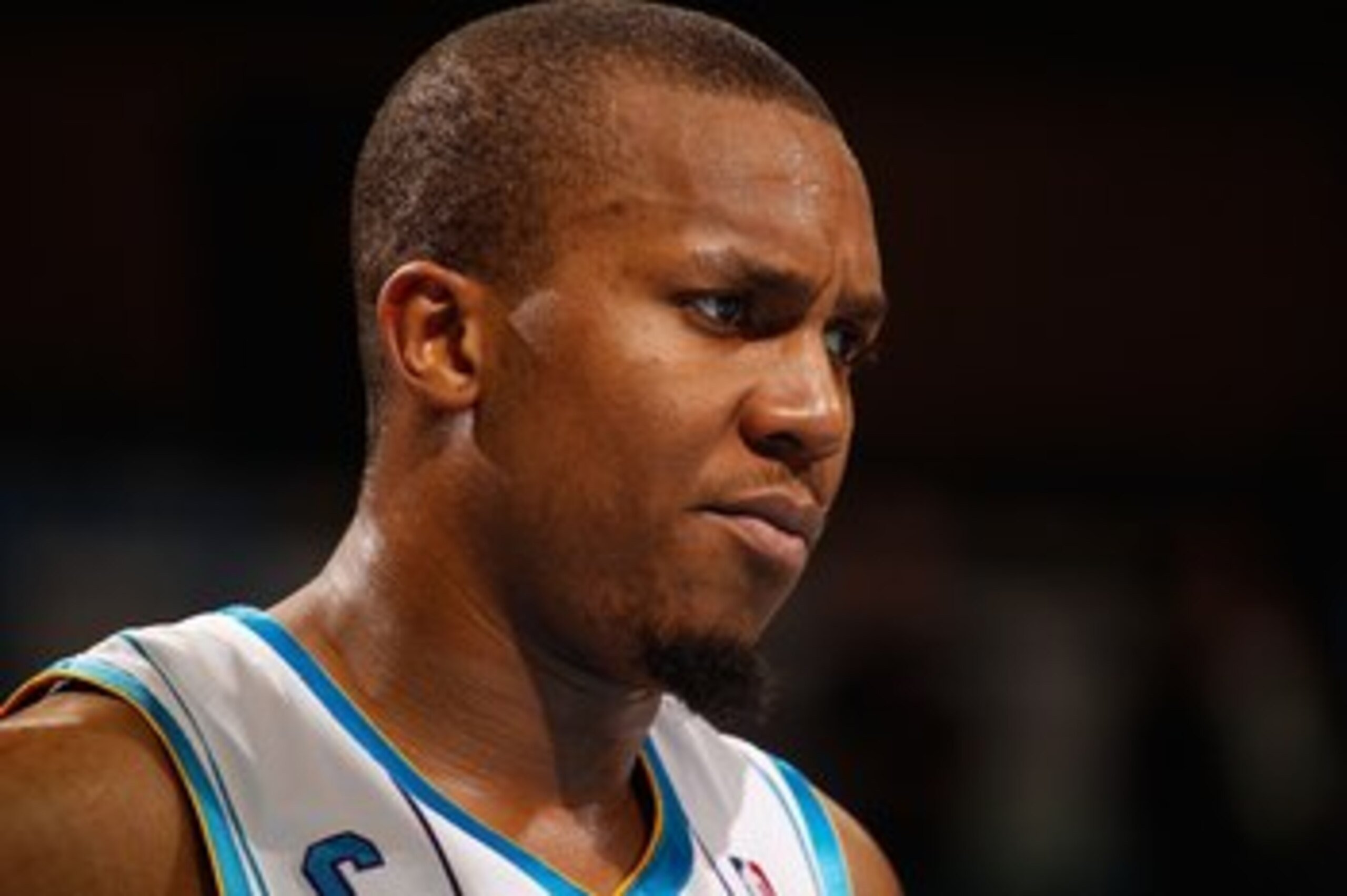 NEW ORLEANS - FEBRUARY 01:  David West #30 of the New Orleans Hornets reacts to the loss against the Phoenix Suns at the New Orleans Arena on February 1, 2010 in New Orleans, Louisiana.  NOTE TO USER: User expressly acknowledges and agrees that, by downlo