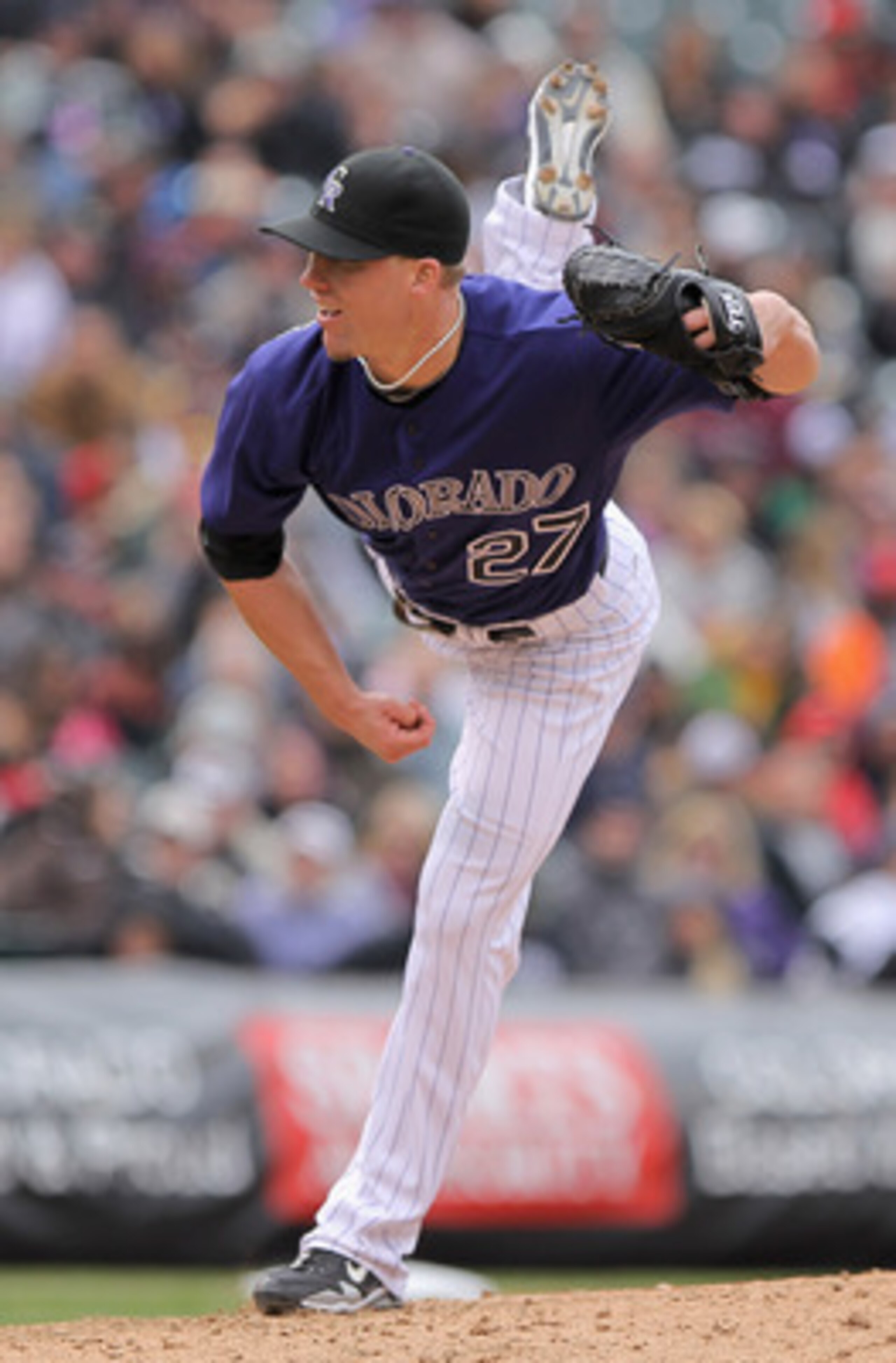 DENVER, CO - MAY 01:  Relief pitcher Matt Lindstrom #27 of the Colorado Rockies works against the Pittsburgh Pirates in the seventh inning at Coors Field on May 1, 2011 in Denver, Colorado. The Pirates defeated the Rockies 8-4.  (Photo by Doug Pensinger/G