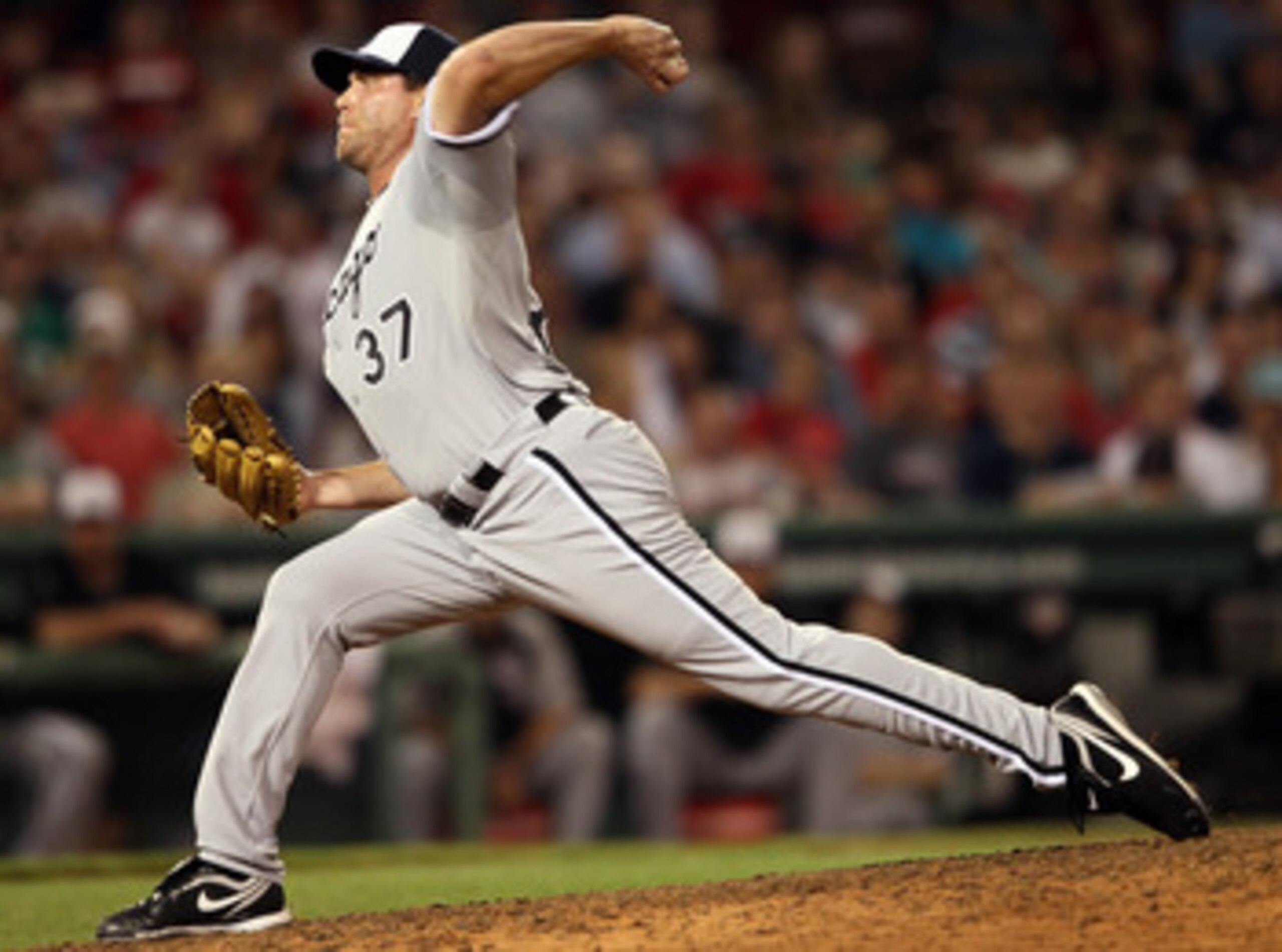 BOSTON, MA - MAY 30:  Matt Thornton #37 of the Chicago White Sox delivers a pitch in the eighth inning against the Boston Red Sox on May 30, 2011 at Fenway Park in Boston, Massachusetts.  (Photo by Elsa/Getty Images)