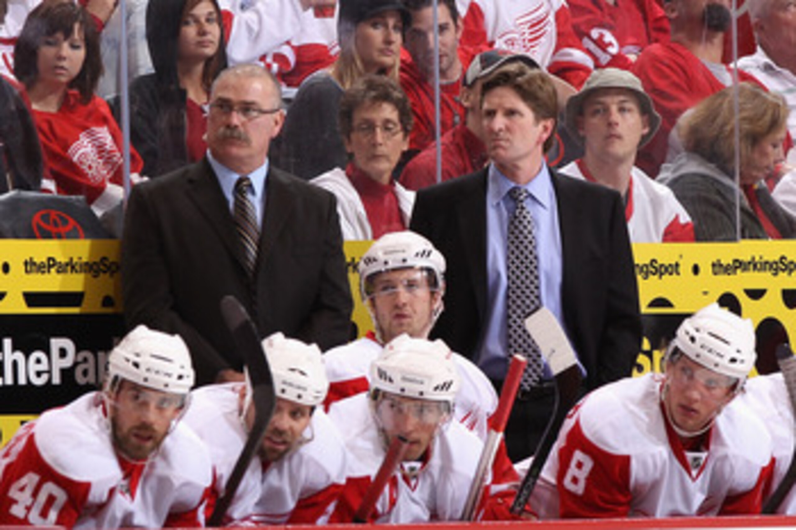 GLENDALE, AZ - MARCH 05:  Head coach Mike Babcock of the Detroit Red Wings  during the NHL game against the Phoenix Coyotes at Jobing.com Arena on March 5, 2011 in Glendale, Arizona. The Coyotes defeated the Red Wings 5-4 in an overtime shoot out.  (Photo