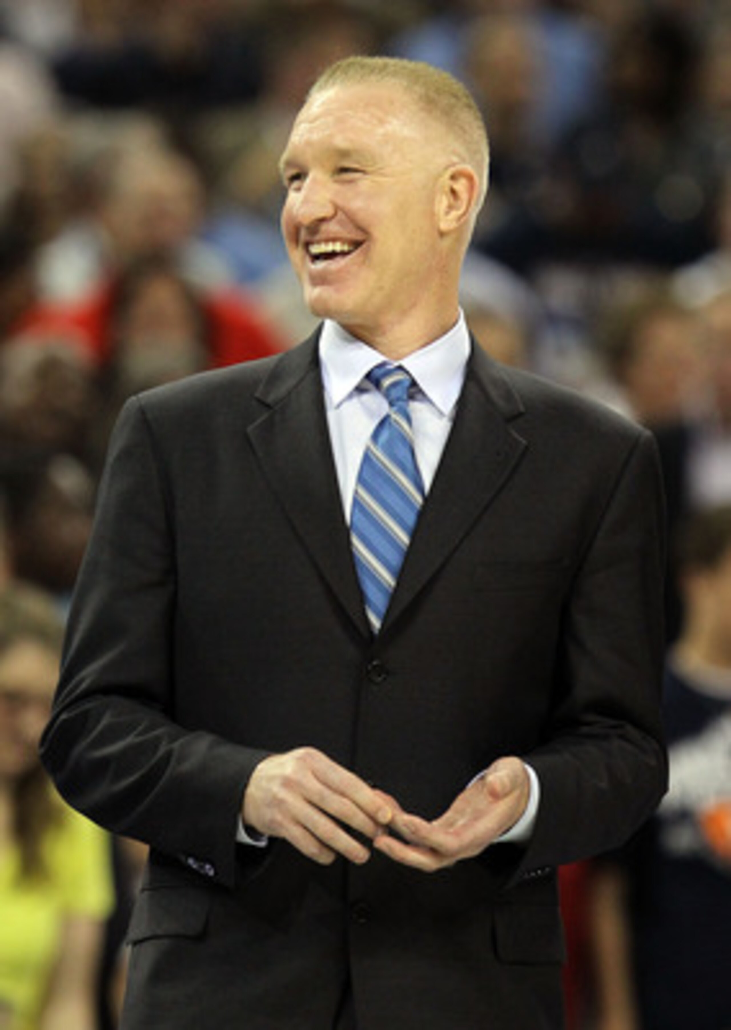 HOUSTON, TX - APRIL 04: Naismith Memorial Basketball Hall of Fame 2011 inductee Chris Mullin looks on during halftime of the National Championship Game of the 2011 NCAA Division I Men's Basketball Tournament at Reliant Stadium on April 4, 2011 in Houston HOUSTON, TX - APRIL 04: Naismith Memorial Basketball Hall of Fame 2011 inductee Chris Mullin looks on during halftime of the National Championship Game of the 2011 NCAA Division I Men's Basketball Tournament at Reliant Stadium on April 4, 2011 in Houston