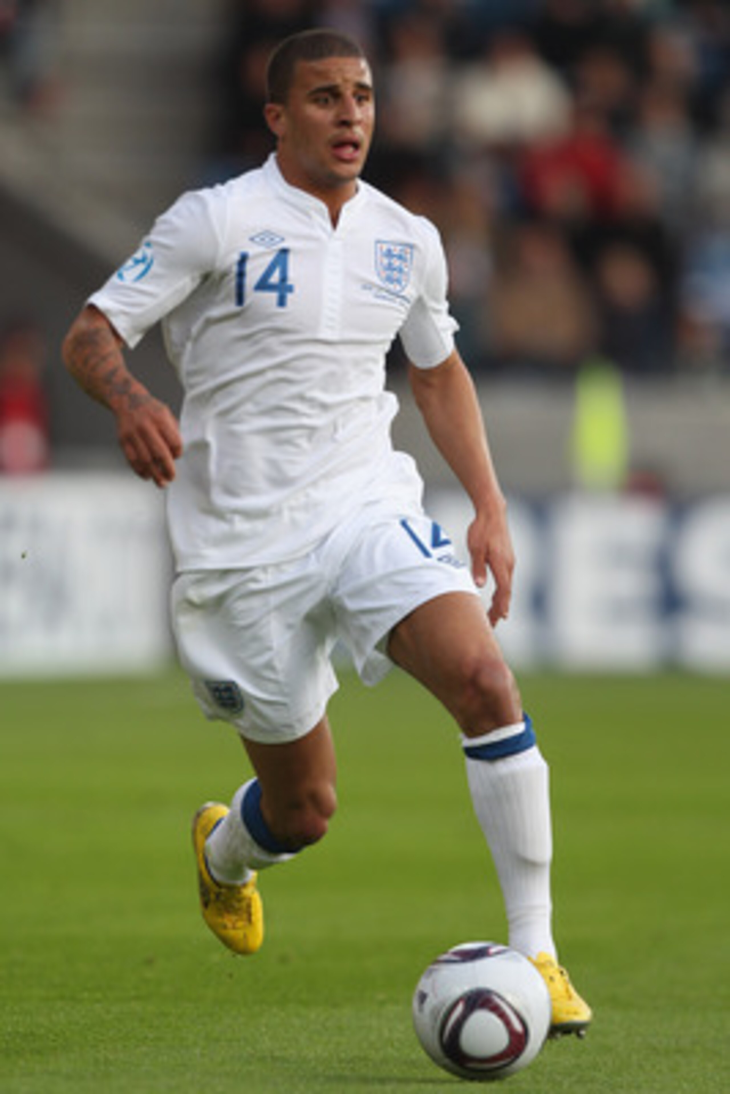HERNING, DENMARK - JUNE 12:  Kyle Walker of England during the UEFA European Under-21 Championship Group B match between England and Spain at the Herning Stadium on June 12, 2011 in Herning, Denmark.  (Photo by Michael Steele/Getty Images)