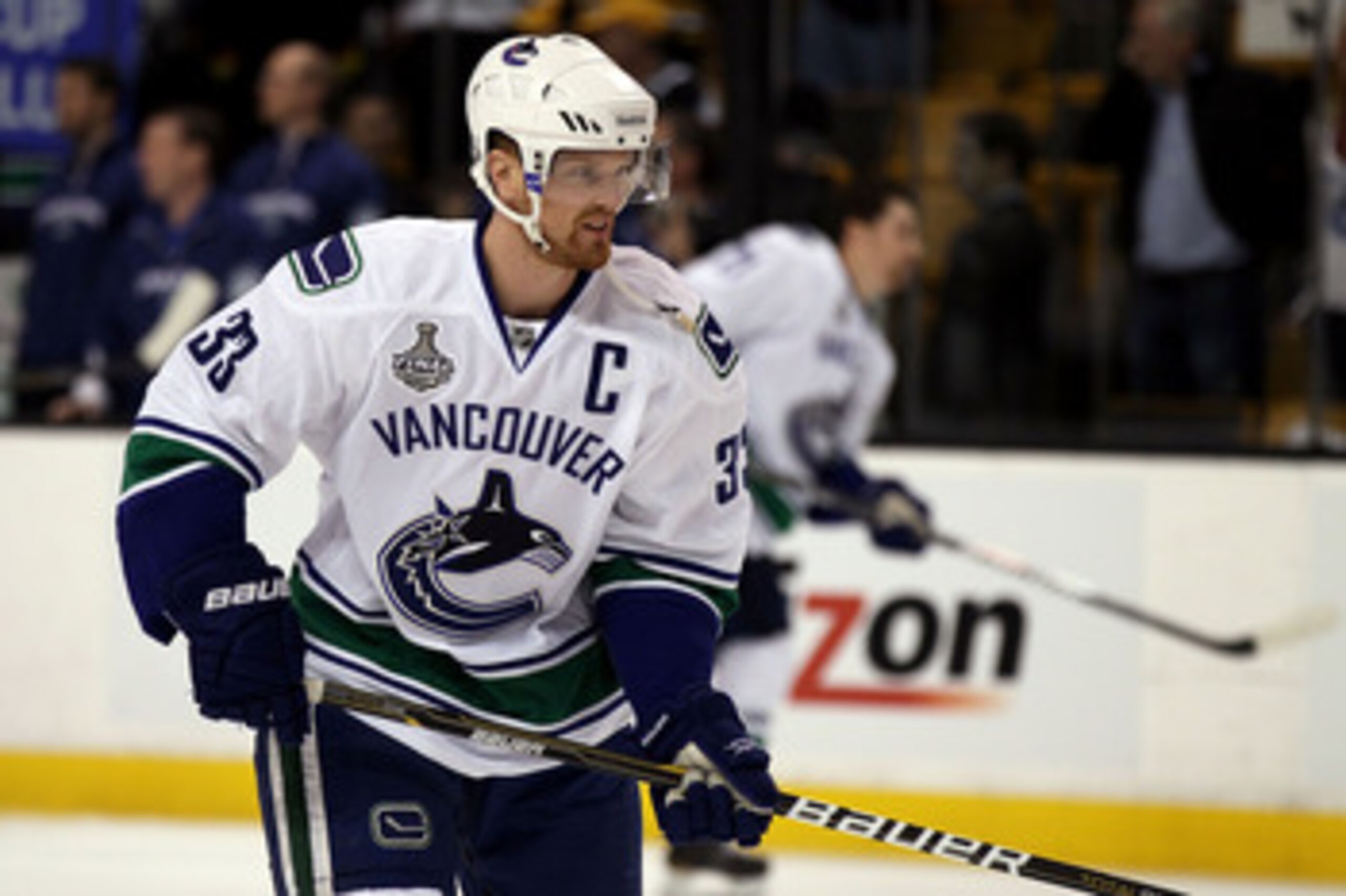 BOSTON, MA - JUNE 13:  Henrik Sedin #33 of the Vancouver Canucks skates prior to Game Six against the Boston Bruins in the 2011 NHL Stanley Cup Final at TD Garden on June 13, 2011 in Boston, Massachusetts.  (Photo by Elsa/Getty Images)