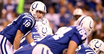 INDIANAPOLIS, IN - JANUARY 08: Payton Manning #18 of the Indianapolis Colts calls out signals as he steps up to the line of scrimmage in the first quarter against the New York Jets during their 2011 AFC wild card playoff game at Lucas Oil Stadium on Janu INDIANAPOLIS, IN - JANUARY 08: Payton Manning #18 of the Indianapolis Colts calls out signals as he steps up to the line of scrimmage in the first quarter against the New York Jets during their 2011 AFC wild card playoff game at Lucas Oil Stadium on Janu
