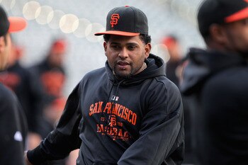 DENVER, CO - APRIL 19:  Pablo Sandoval #48 of the San Francisco Giants warms up prior to facing the Colorado Rockies at Coors Field on April 19, 2011 in Denver, Colorado.  (Photo by Doug Pensinger/Getty Images)