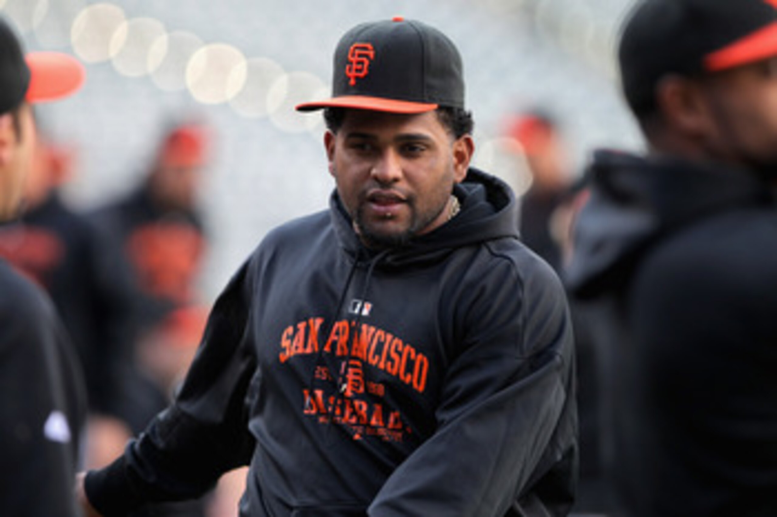 DENVER, CO - APRIL 19:  Pablo Sandoval #48 of the San Francisco Giants warms up prior to facing the Colorado Rockies at Coors Field on April 19, 2011 in Denver, Colorado.  (Photo by Doug Pensinger/Getty Images)