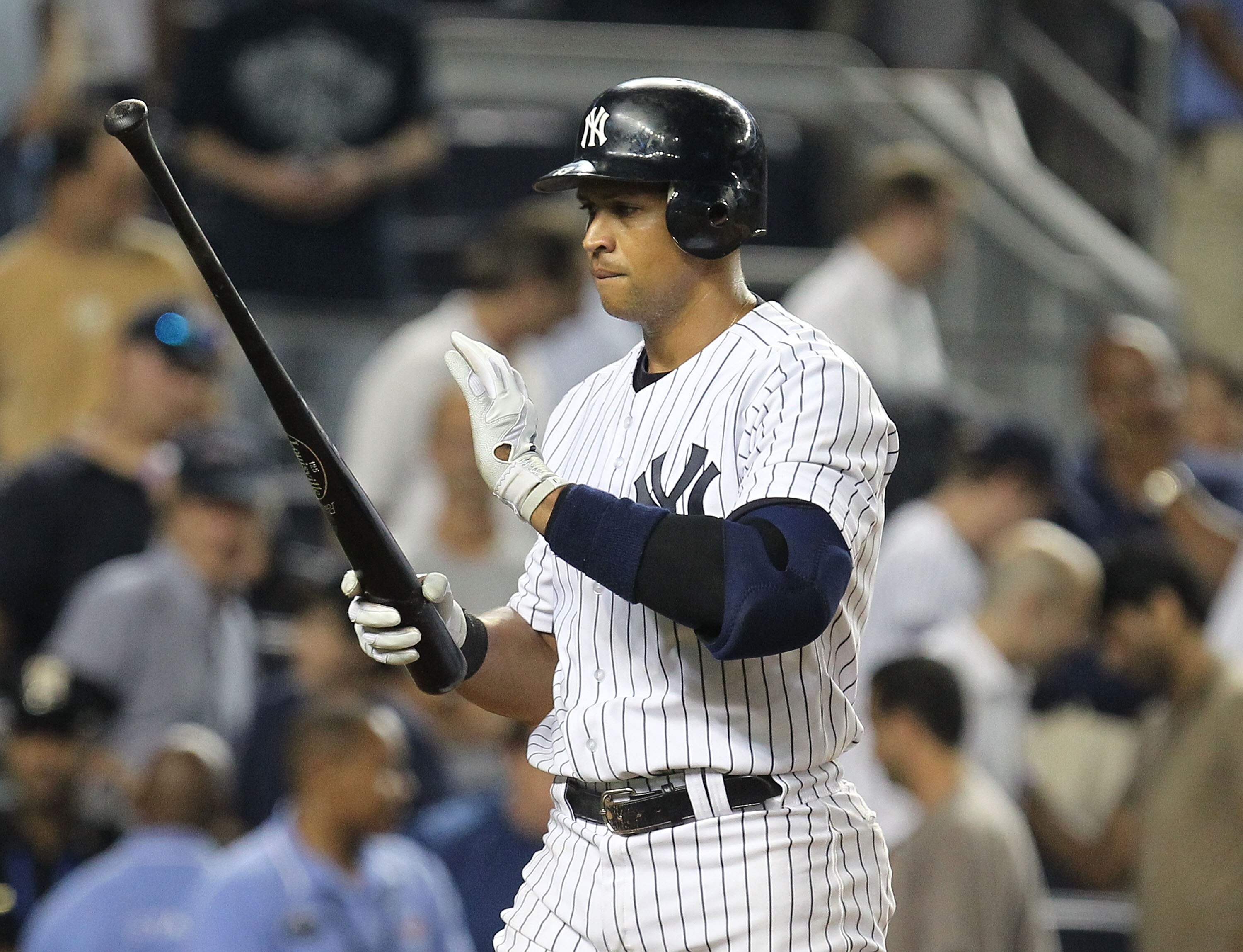 NEW YORK, NY - JUNE 07:  Alex Rodriguez #13 of the New York Yankees reacts after striking out to end the game against Jonathan Papelbon #58 of the Boston Red Sox during their game on June 7, 2011 at Yankee Stadium in the Bronx borough of New York City.  (