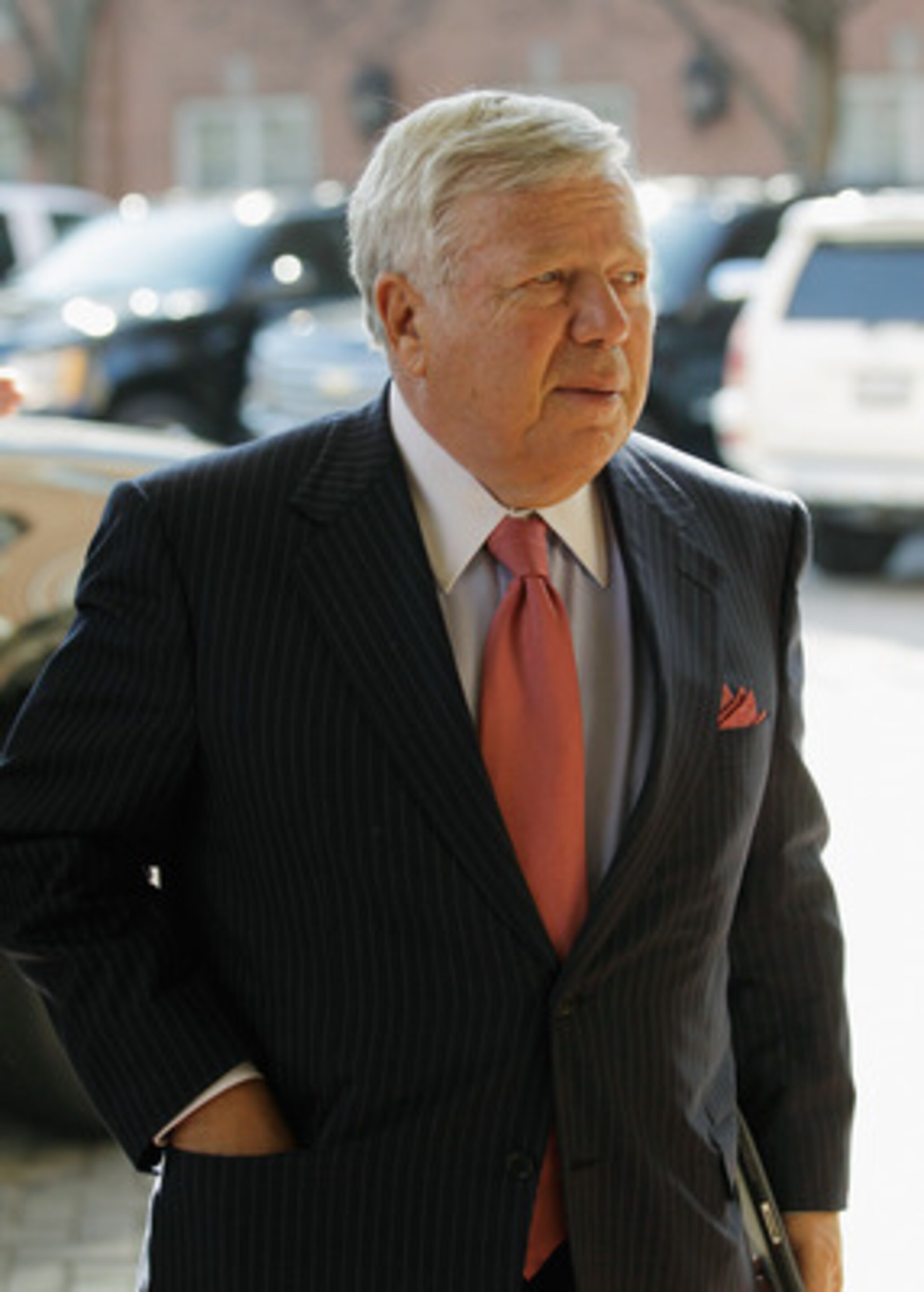 CHANTILLY, VA - MARCH 02: New England Patriots owner Robert Kraft arrives at a hotel fora  meeting with NFL owners on March 2, 2011 in Chantilly, Virginia. The NFL owners are meeting in Chantilly to discuss negotiations with the players union about a coll
