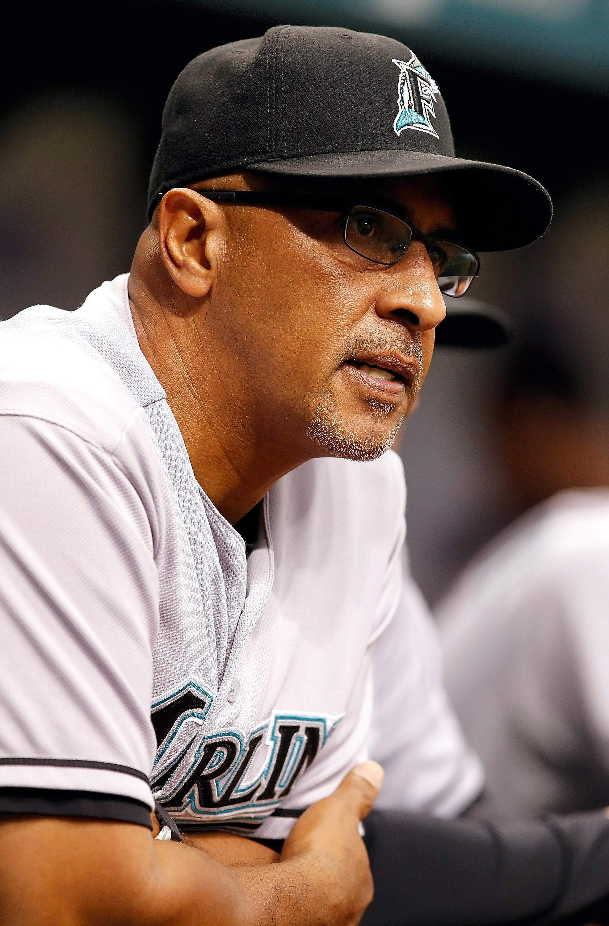 ST. PETERSBURG, FL - JUNE 17:  Manager Edwin Rodriguez #36 of the Florida Marlins watches his team against the Tampa Bay Rays during the game at Tropicana Field on June 17, 2011 in St. Petersburg, Florida.  (Photo by J. Meric/Getty Images)