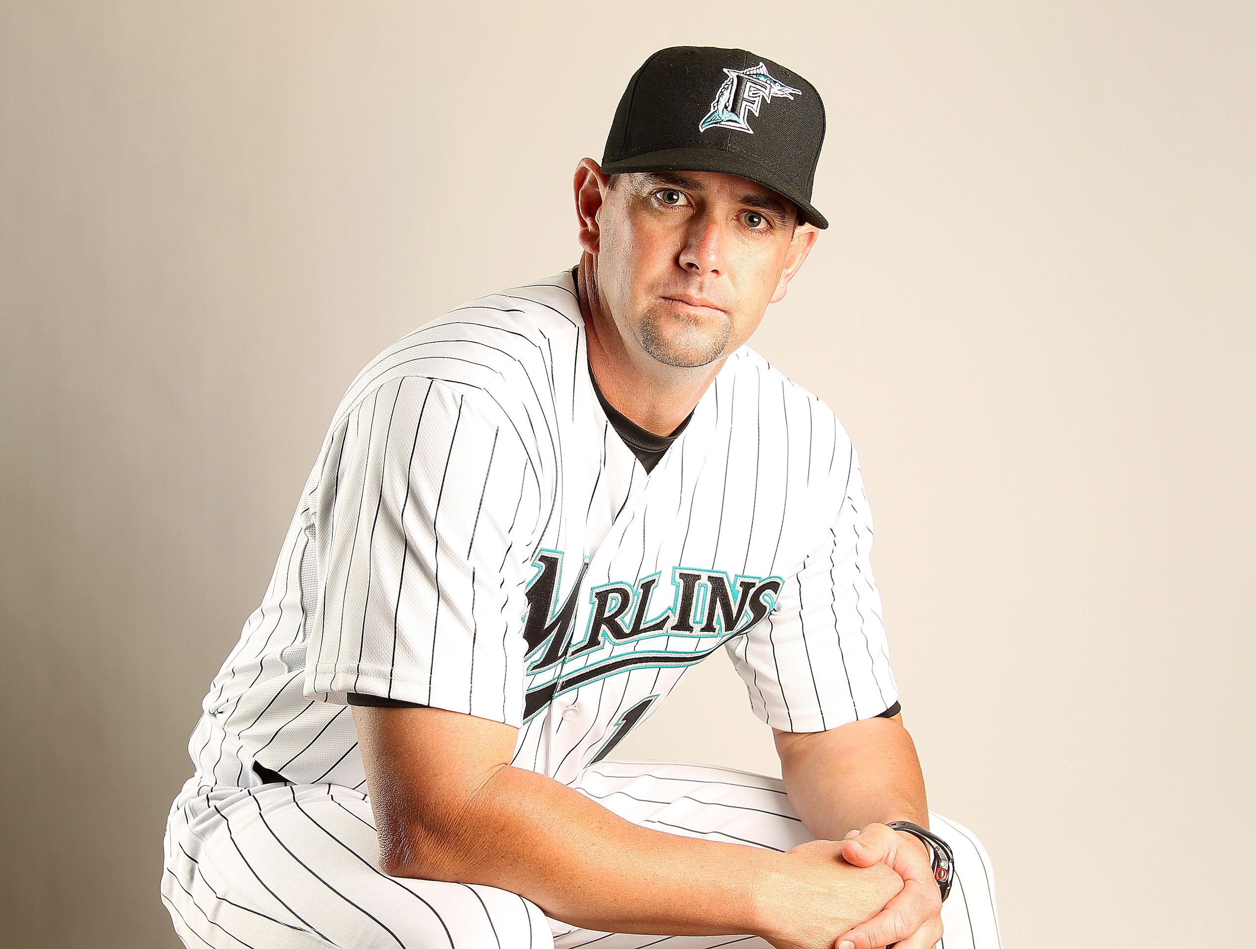 JUPITER, FL - FEBRUARY 23: Brandon Hyde #17 of the Florida Marlins during Photo Day at Roger Dean Stadium on February 23, 2011 in Jupiter, Florida. (Photo by Mike Ehrmann/Getty Images) JUPITER, FL - FEBRUARY 23: Brandon Hyde #17 of the Florida Marlins during Photo Day at Roger Dean Stadium on February 23, 2011 in Jupiter, Florida. (Photo by Mike Ehrmann/Getty Images)