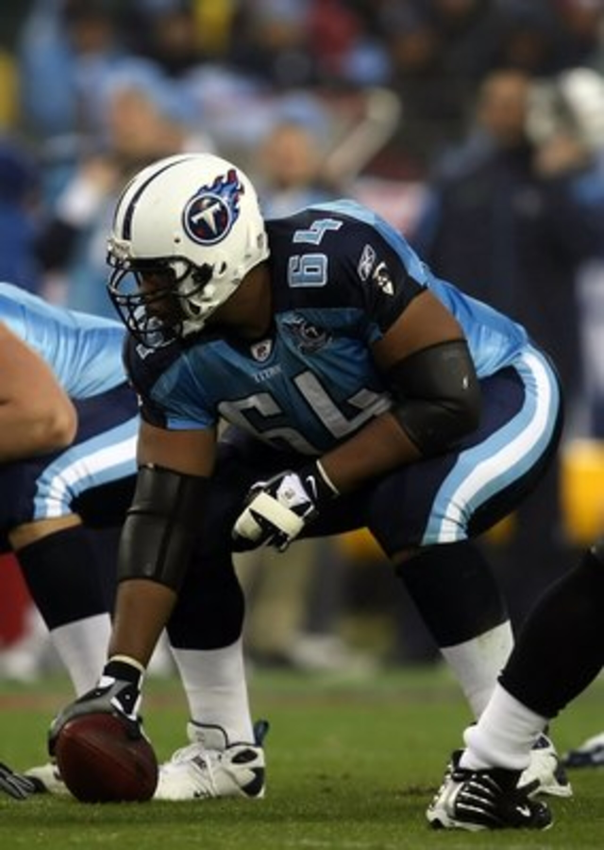 NASHVILLE, TN - JANUARY 10: Center Leroy Harris #64 of the Tennessee Titans waits to snap the football against the Baltimore Ravens during the AFC Divisional Playoff Game on January 10, 2009 at LP Field in Nashville, Tennessee. (Photo by Jonathan Daniel NASHVILLE, TN - JANUARY 10: Center Leroy Harris #64 of the Tennessee Titans waits to snap the football against the Baltimore Ravens during the AFC Divisional Playoff Game on January 10, 2009 at LP Field in Nashville, Tennessee. (Photo by Jonathan Daniel