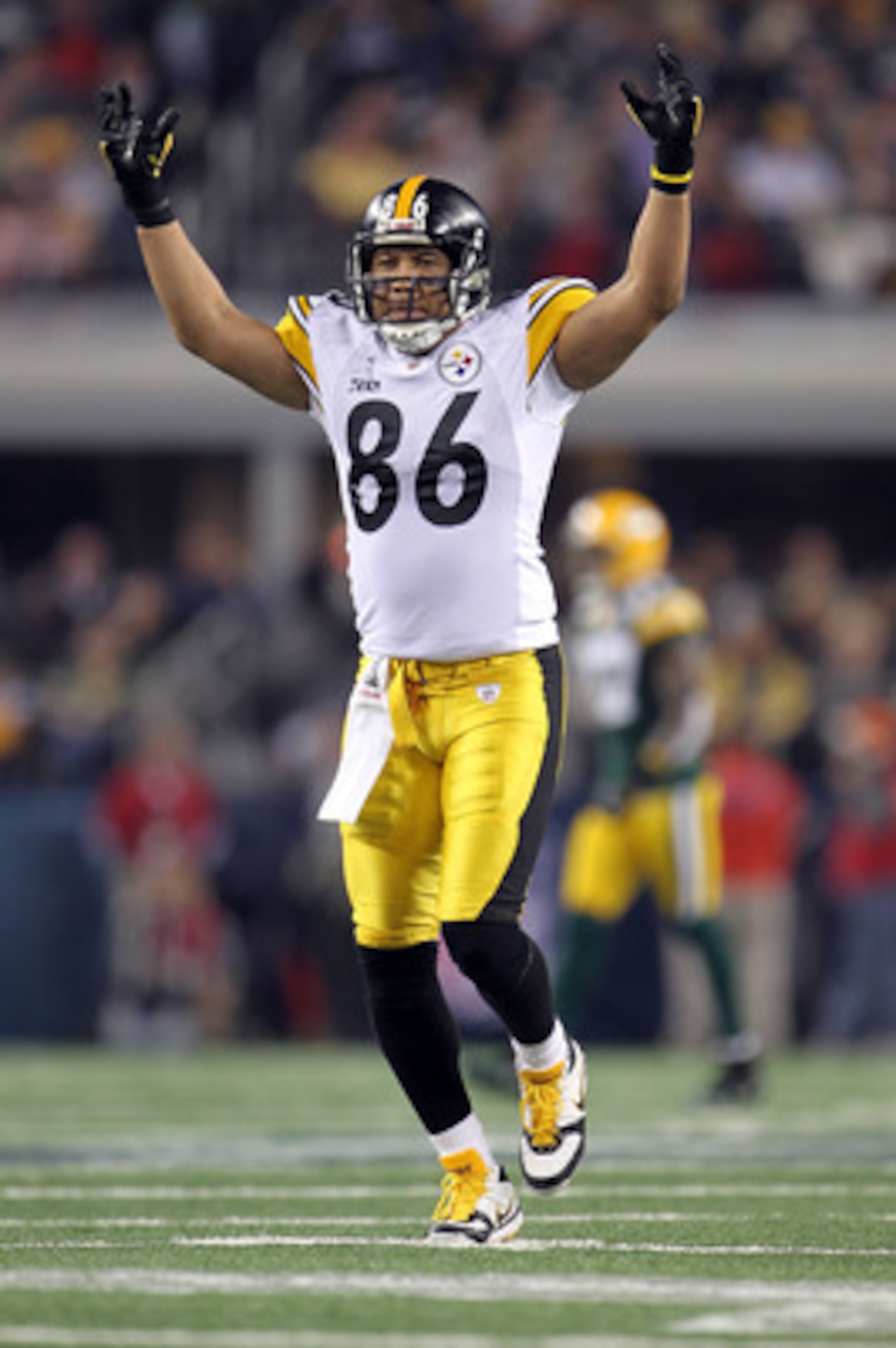 ARLINGTON, TX - FEBRUARY 06:  Hines Ward #86 of the Pittsburgh Steelers reacts against the Green Bay Packers during Super Bowl XLV at Cowboys Stadium on February 6, 2011 in Arlington, Texas. The Packers won 31-25. (Photo by Jamie Squire/Getty Images)