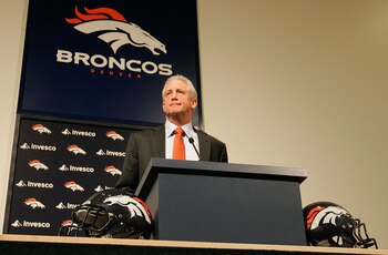 ENGLEWOOD, CO - JANUARY 14:  Denver Broncos head coach John Fox addresses the media at Dove Valley on January 14, 2011 in Englewood, Colorado. Fox was named the 14th head coach in Broncos history yesterday after spending the last nine seasons as head coac