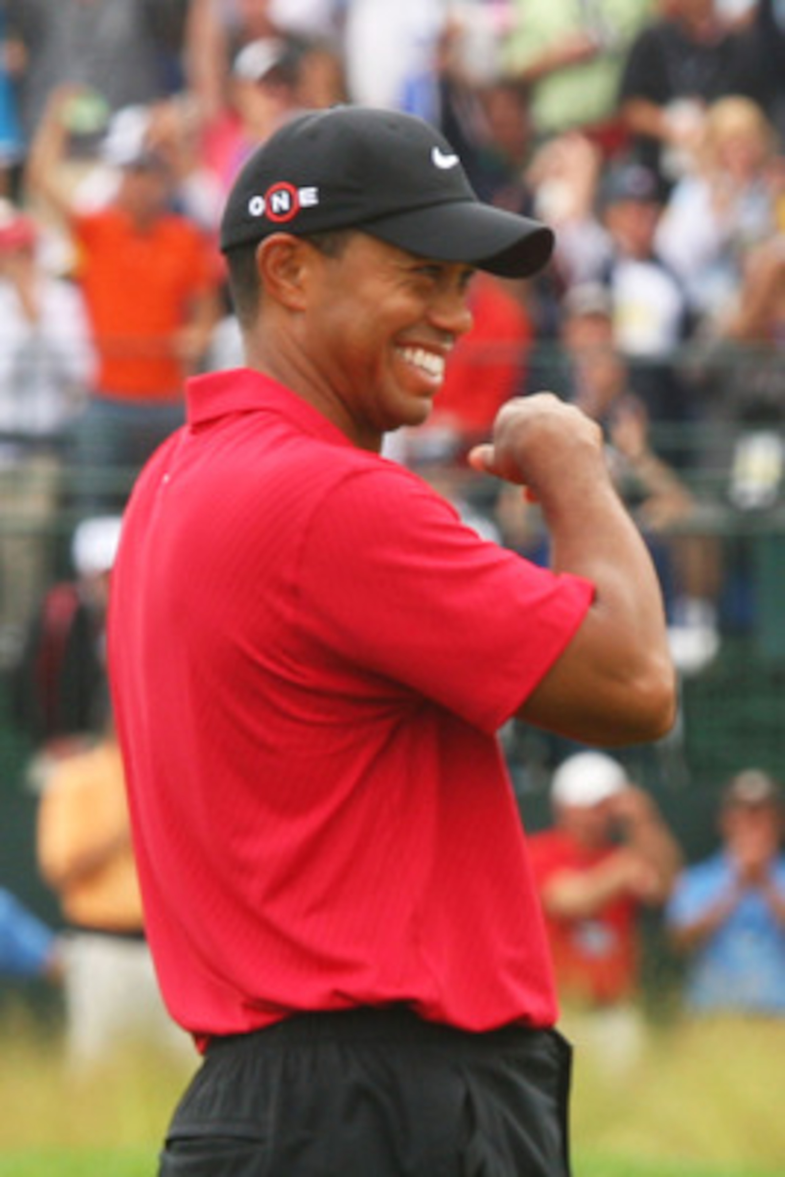 FARMINGDALE, NY - JUNE 21:  Tiger Woods reacts to his chip shot for birdie on the 17th hole during the continuation of the third round of the 109th U.S. Open on the Black Course at Bethpage State Park on June 21, 2009 in Farmingdale, New York.  (Photo by 