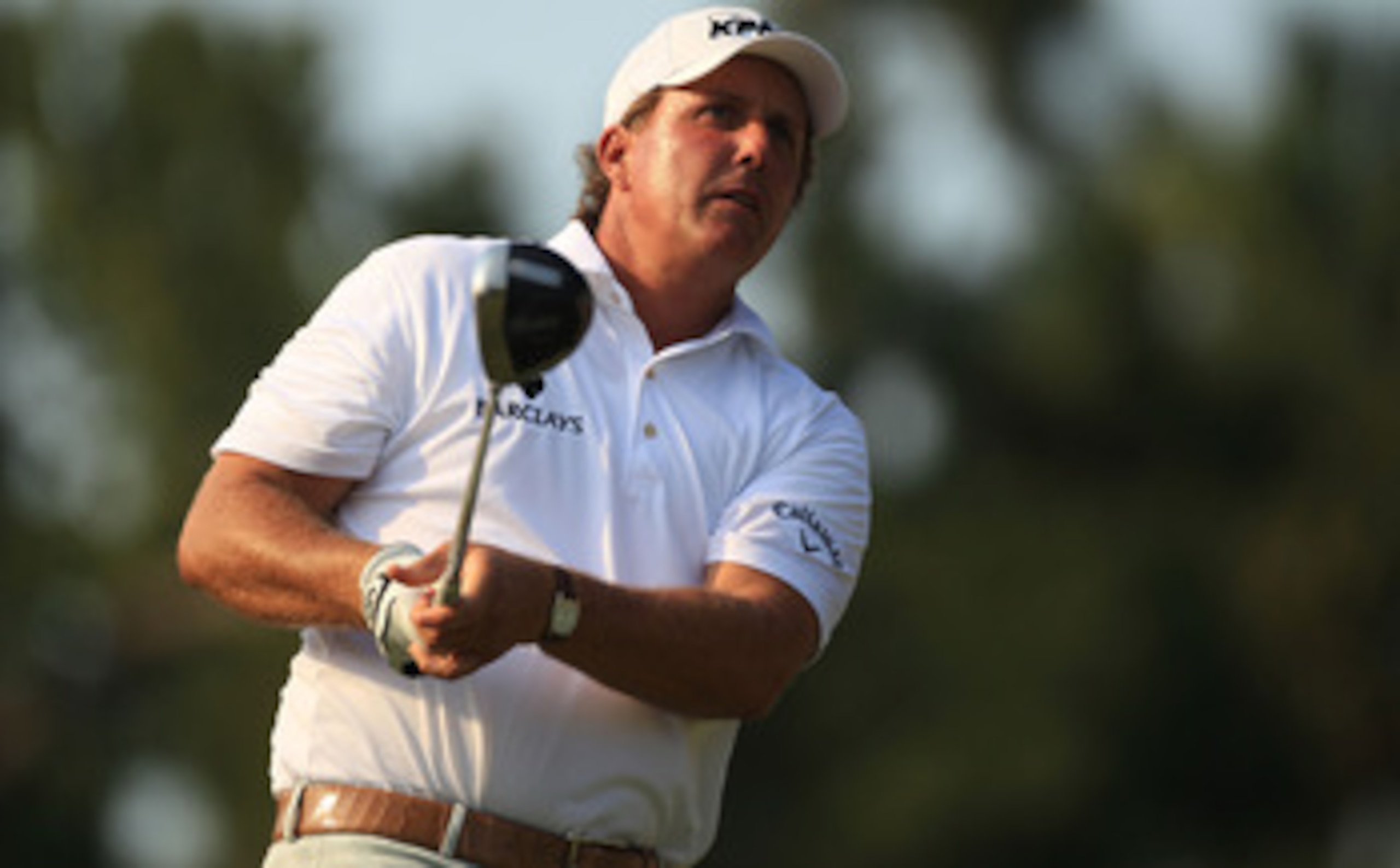 PONTE VEDRA BEACH, FL - MAY 12:  Phil Mickelson tee shot on the 16th hole during the first round of THE PLAYERS Championship held at THE PLAYERS Stadium course at TPC Sawgrass on May 12, 2011 in Ponte Vedra Beach, Florida.  (Photo by Streeter Lecka/Getty