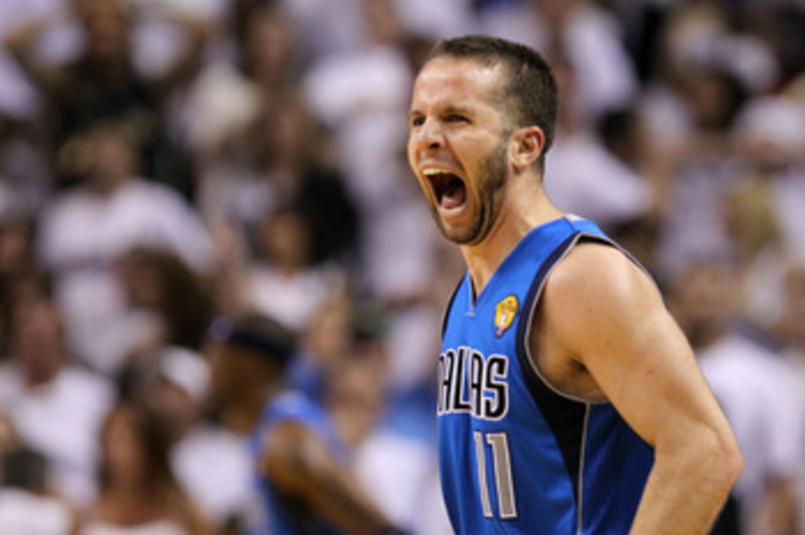 MIAMI, FL - JUNE 12: Jose Juan Barea #11 of the Dallas Mavericks reacts in the fourth quarter while taking on the Miami Heat in Game Six of the 2011 NBA Finals at American Airlines Arena on June 12, 2011 in Miami, Florida. NOTE TO USER: User expressly ac MIAMI, FL - JUNE 12: Jose Juan Barea #11 of the Dallas Mavericks reacts in the fourth quarter while taking on the Miami Heat in Game Six of the 2011 NBA Finals at American Airlines Arena on June 12, 2011 in Miami, Florida. NOTE TO USER: User expressly ac