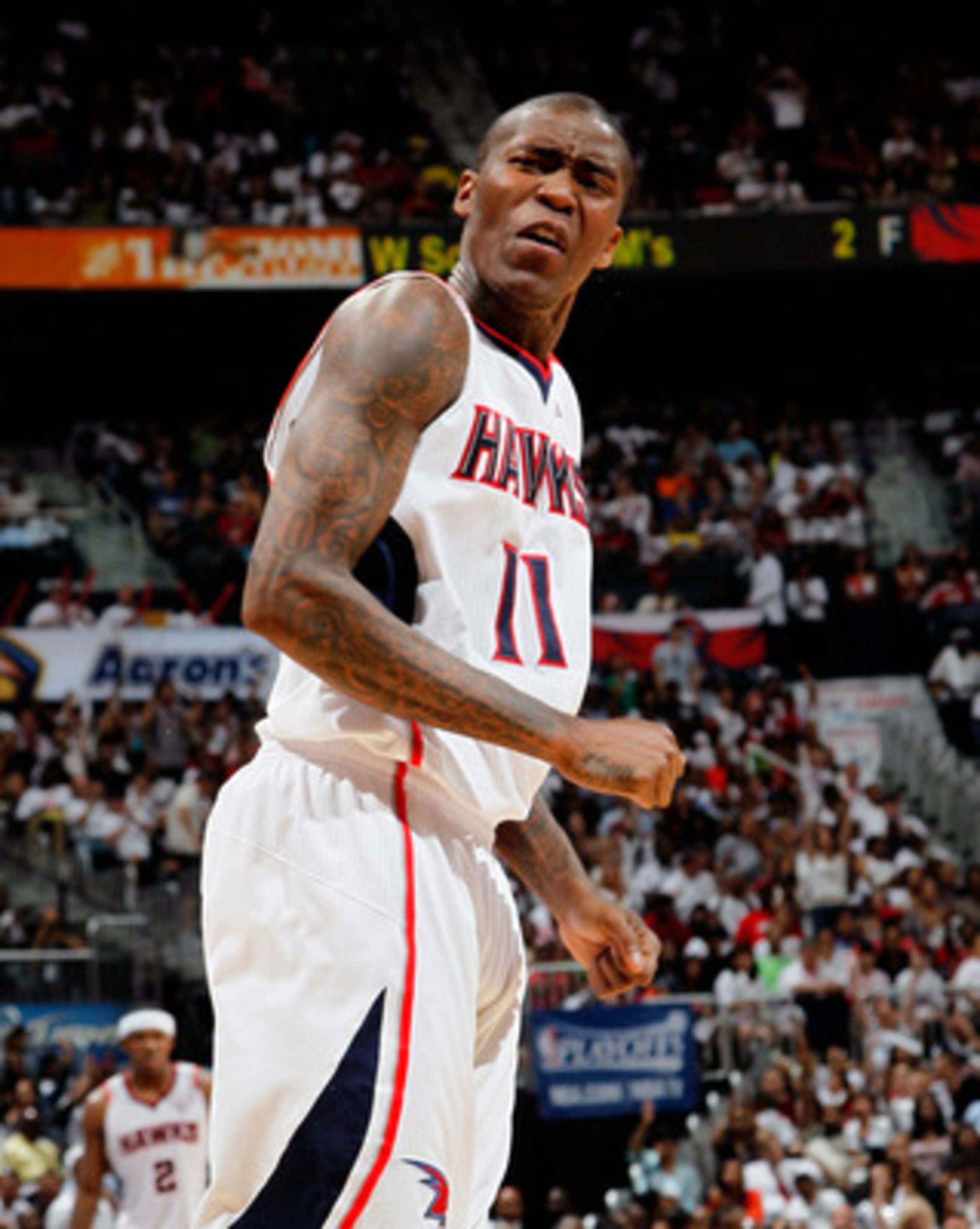 ATLANTA, GA - MAY 08: Jamal Crawford #11 of the Atlanta Hawks against the Chicago Bulls in Game Four of the Eastern Conference Semifinals in the 2011 NBA Playoffs at Phillips Arena on May 8, 2011 in Atlanta, Georgia. NOTE TO USER: User expressly acknowl ATLANTA, GA - MAY 08: Jamal Crawford #11 of the Atlanta Hawks against the Chicago Bulls in Game Four of the Eastern Conference Semifinals in the 2011 NBA Playoffs at Phillips Arena on May 8, 2011 in Atlanta, Georgia. NOTE TO USER: User expressly acknowl