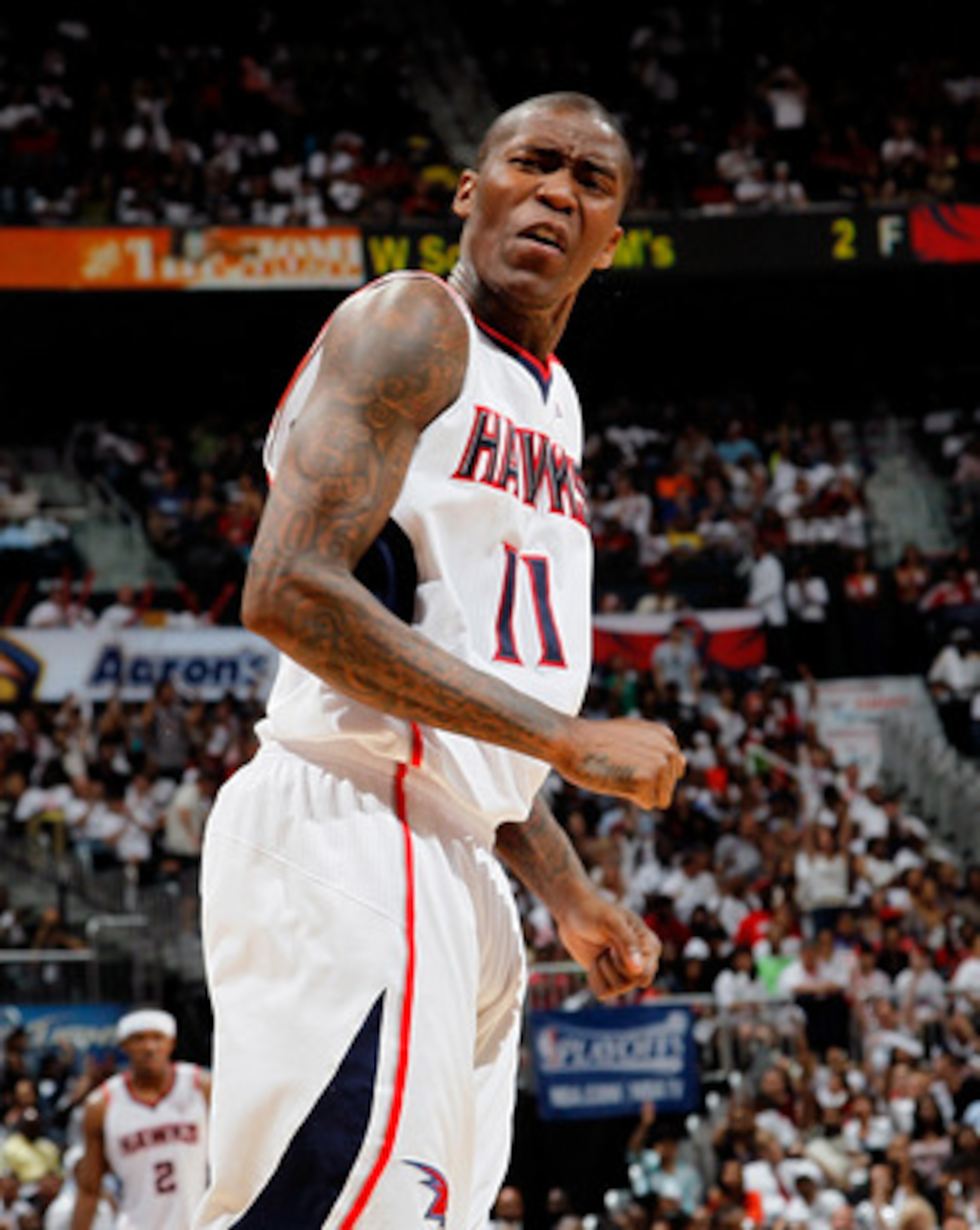 ATLANTA, GA - MAY 08: Jamal Crawford #11 of the Atlanta Hawks against the Chicago Bulls in Game Four of the Eastern Conference Semifinals in the 2011 NBA Playoffs at Phillips Arena on May 8, 2011 in Atlanta, Georgia. NOTE TO USER: User expressly acknowl ATLANTA, GA - MAY 08: Jamal Crawford #11 of the Atlanta Hawks against the Chicago Bulls in Game Four of the Eastern Conference Semifinals in the 2011 NBA Playoffs at Phillips Arena on May 8, 2011 in Atlanta, Georgia. NOTE TO USER: User expressly acknowl