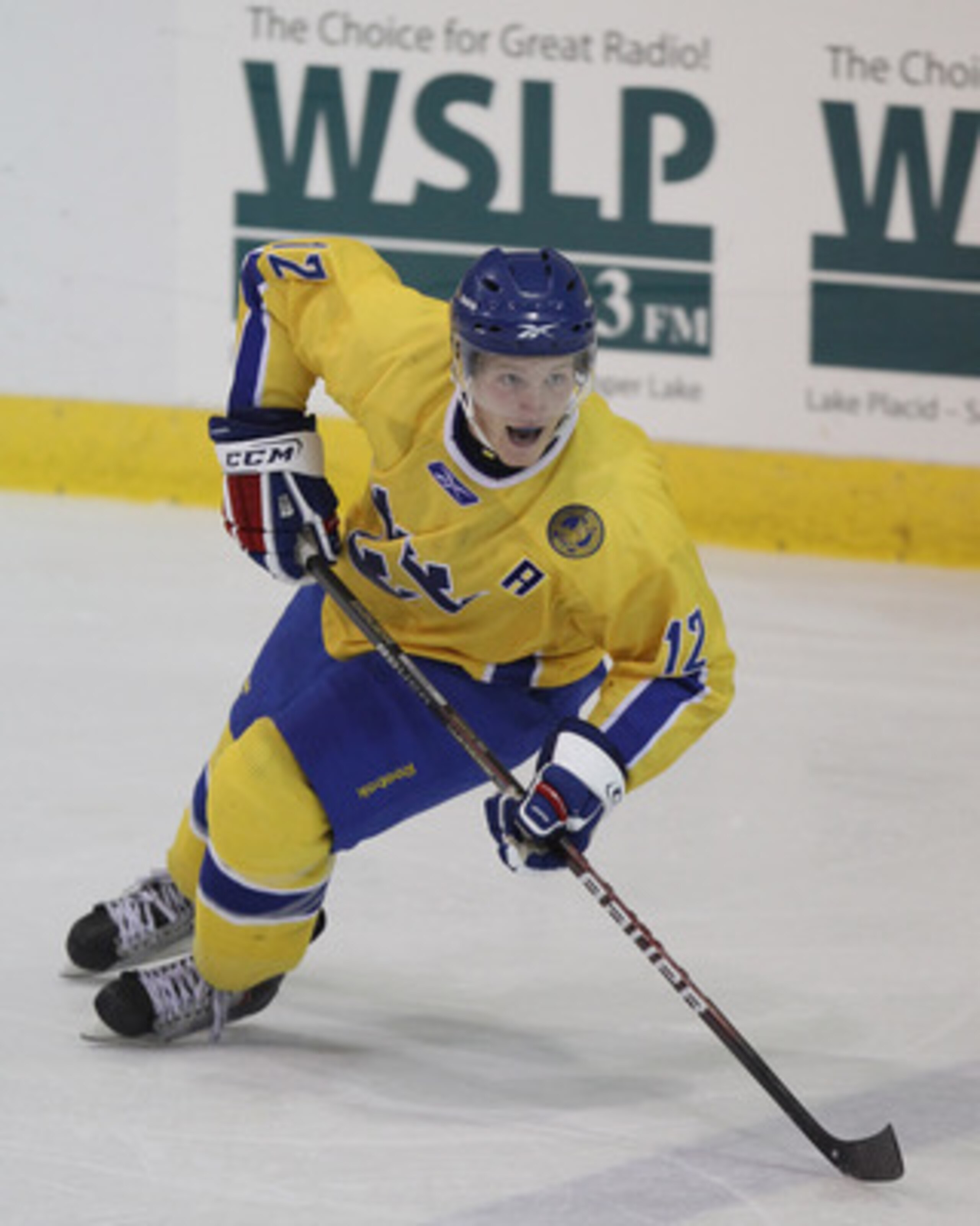 LAKE PLACID, NY - AUGUST 03:  Gabriel Landeskog #12 of Team Sweden skates against Team USA at the USA Hockey National Evaluation Camp on August 3, 2010 in Lake Placid, New York. Team USA defeated Team Sweden 6-3.  (Photo by Bruce Bennett/Getty Images)