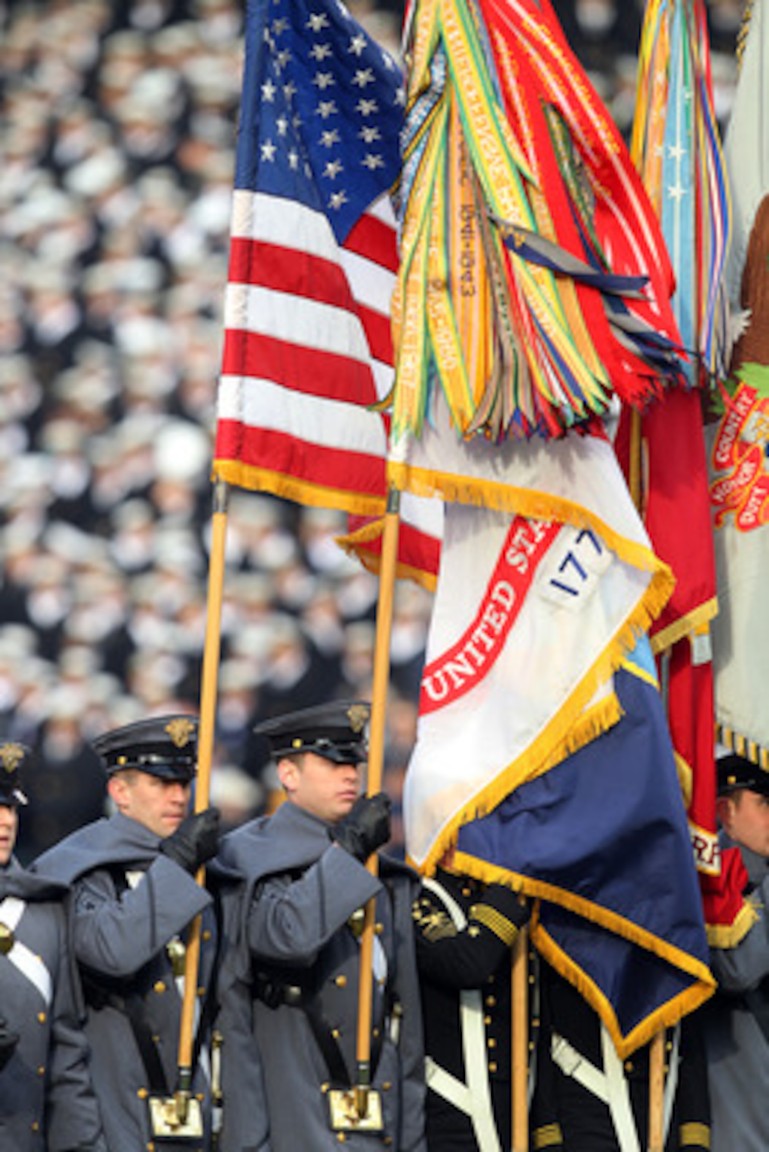 PHILADELPHIA - DECEMBER 11: The color guard marches off the field before a game between the Navy Midshipmen and the Army Black Knights on December 11, 2010 at Lincoln Financial Field in Philadelphia, Pennsylvania. The Midshipmen won 31-17. (Photo by Hunte