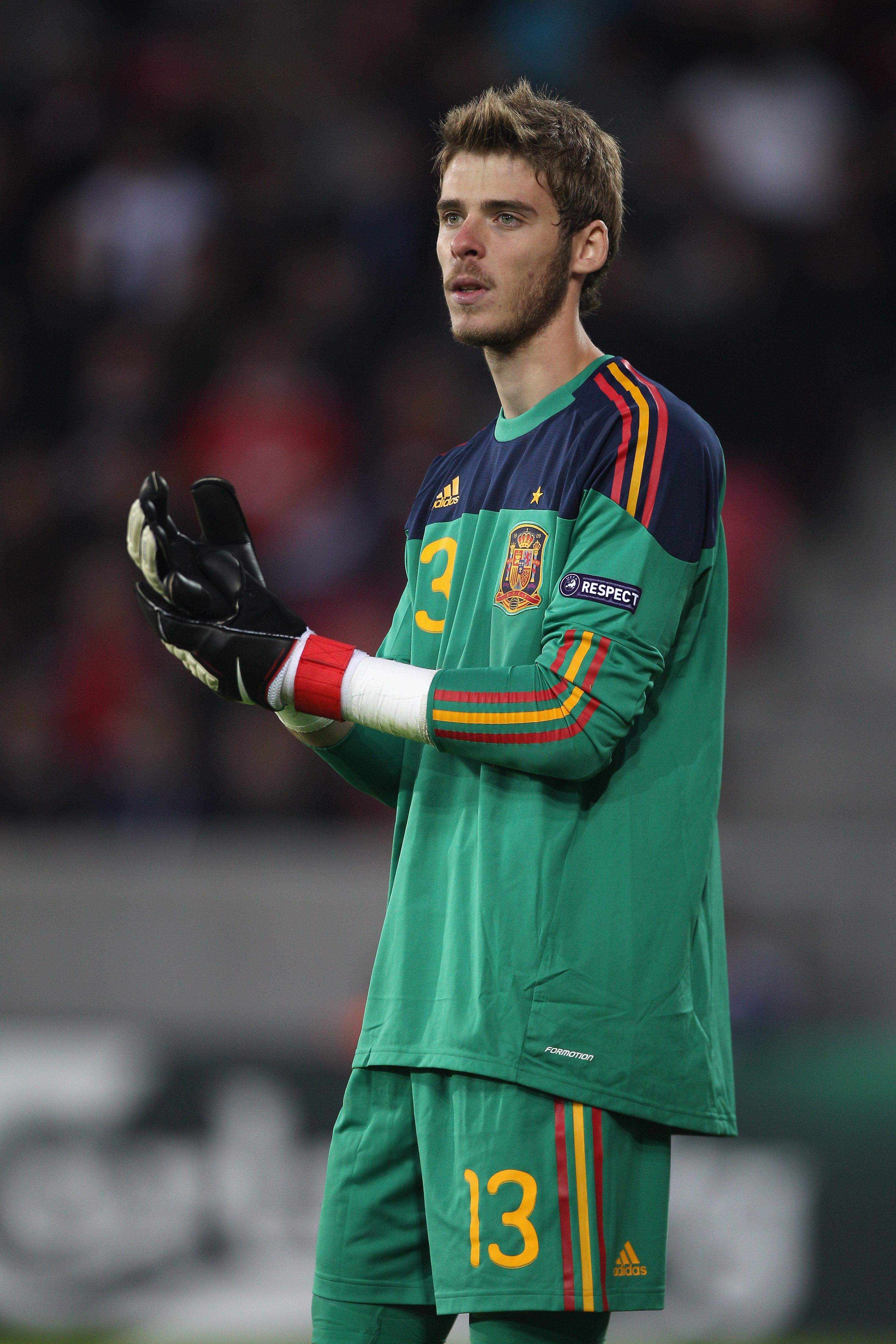 HERNING, DENMARK - JUNE 12: David de Gea of Spain during the UEFA European Under-21 Championship Group B match between England and Spain at the Herning Stadium on June 12, 2011 in Herning, Denmark. (Photo by Michael Steele/Getty Images) HERNING, DENMARK - JUNE 12: David de Gea of Spain during the UEFA European Under-21 Championship Group B match between England and Spain at the Herning Stadium on June 12, 2011 in Herning, Denmark. (Photo by Michael Steele/Getty Images)