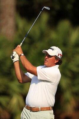PONTE VEDRA BEACH, FL - MAY 12:  Phil Mickelson hits his tee shot on the 15th hole during the first round of THE PLAYERS Championship held at THE PLAYERS Stadium course at TPC Sawgrass on May 12, 2011 in Ponte Vedra Beach, Florida.  (Photo by Streeter Lec