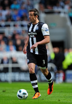 NEWCASTLE UPON TYNE, ENGLAND - MAY 22:  Newcastle player Jose Enrique in action during the Barclays Premier League game between Newcastle United and West Bromwich Albion at St James' Park on May 22, 2011 in Newcastle upon Tyne, England.  (Photo by Stu For