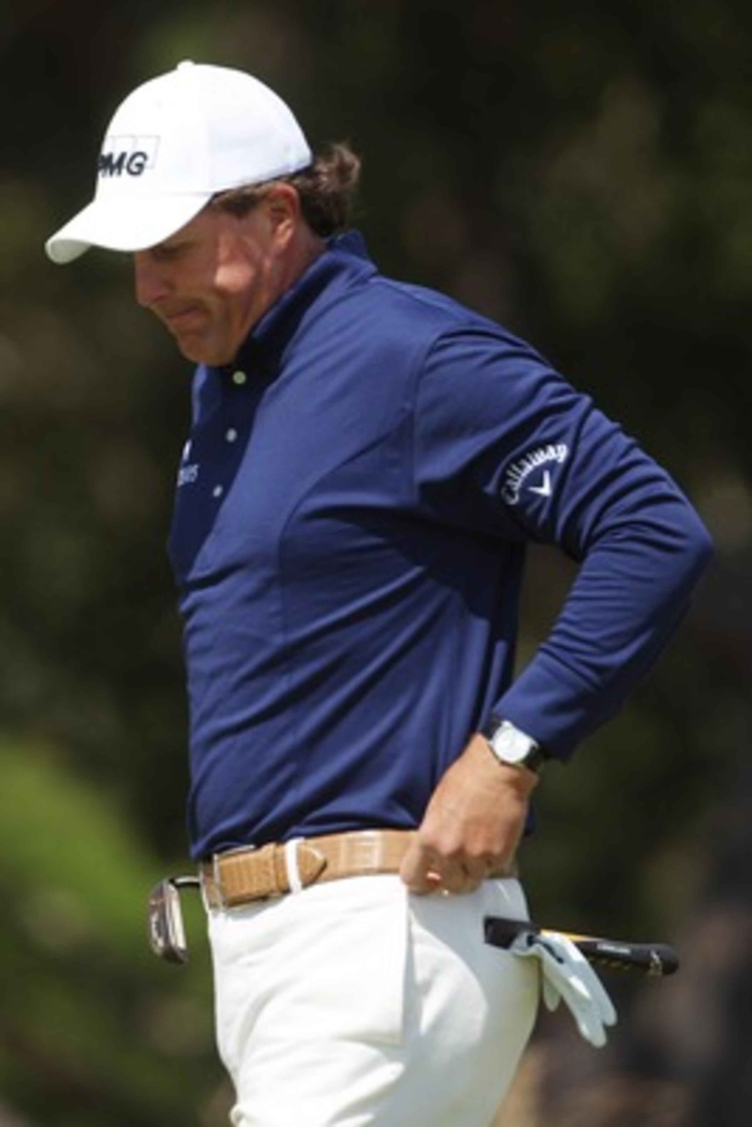 PEBBLE BEACH, CA - JUNE 19:  Phil Mickelson walks across the frst green during the third round of the 110th U.S. Open at Pebble Beach Golf Links on June 19, 2010 in Pebble Beach, California.  (Photo by Donald Miralle/Getty Images)