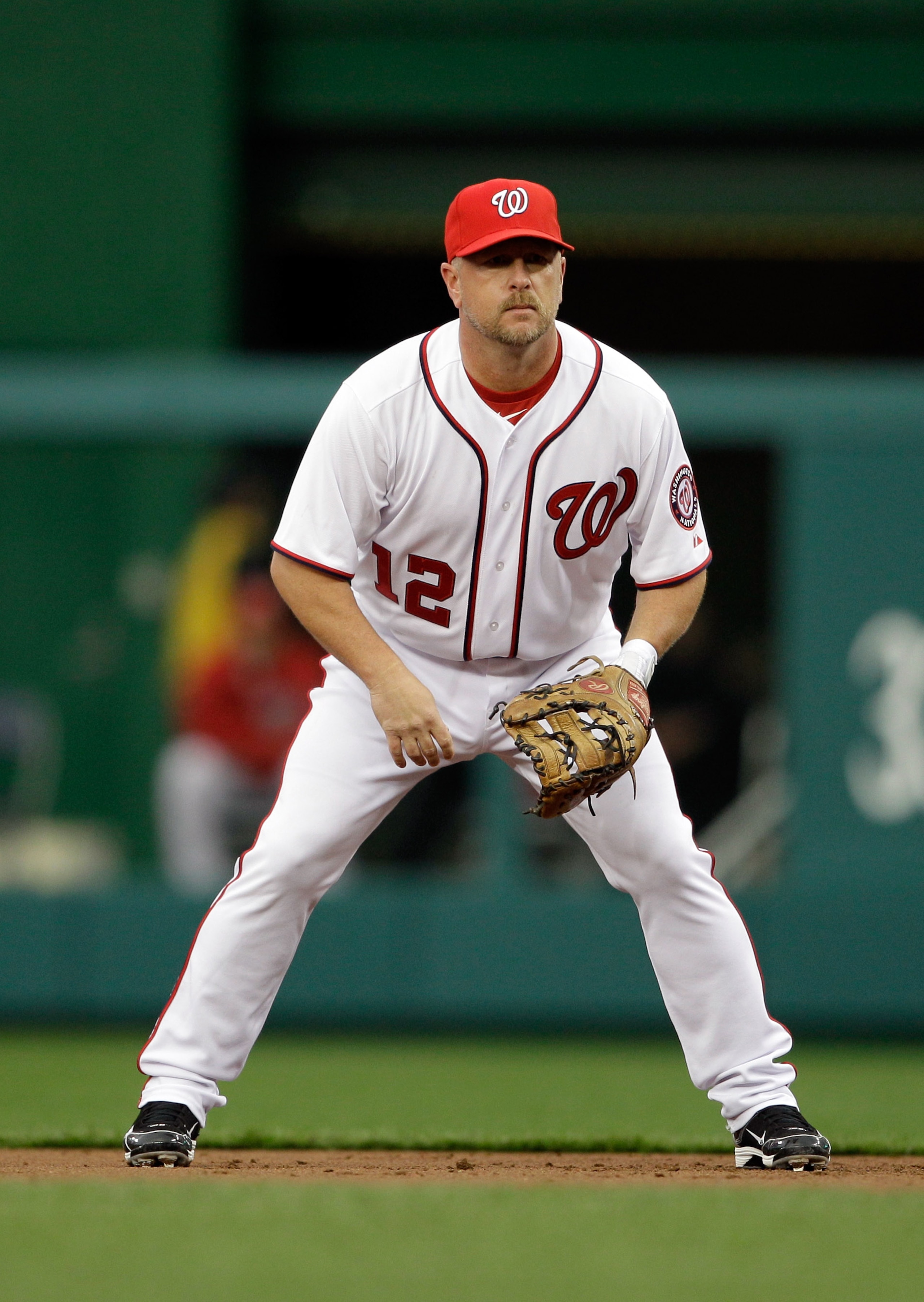 WASHINGTON, DC - APRIL 12: First baseman Matt Stairs #12 of the Washington Nationals against the Philadelphia Phillies at Nationals Park on April 12, 2011 in Washington, DC. (Photo by Rob Carr/Getty Images) WASHINGTON, DC - APRIL 12: First baseman Matt Stairs #12 of the Washington Nationals against the Philadelphia Phillies at Nationals Park on April 12, 2011 in Washington, DC. (Photo by Rob Carr/Getty Images)
