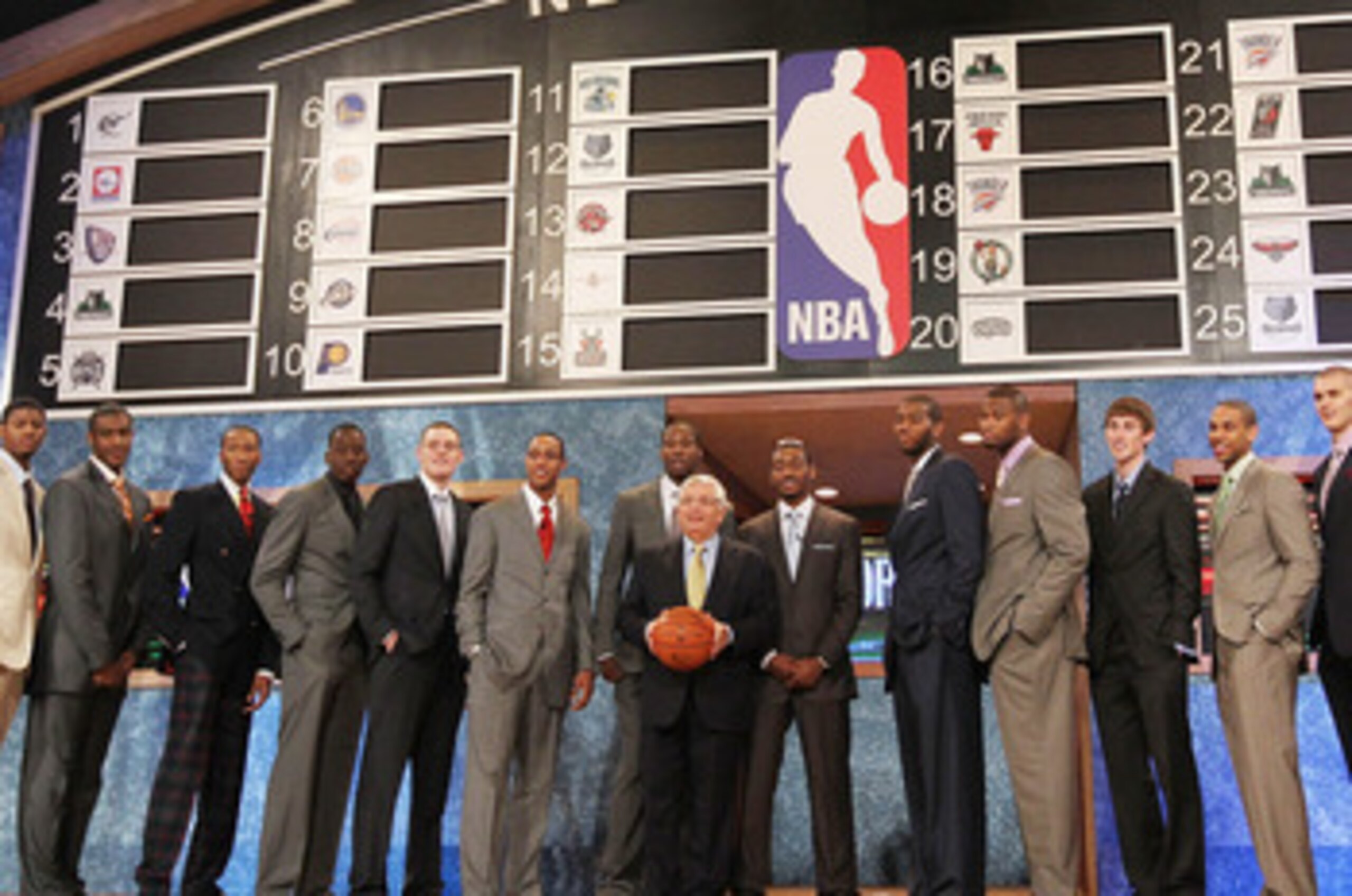 NEW YORK - JUNE 24: NBA Draft prospects stand with NBA Commisioner David Stern prior to the NBA Draft at Madison Square Garden on June 24, 2010 in New York City. NOTE TO USER: User expressly acknowledges and agrees that, by downloading and or using this NEW YORK - JUNE 24: NBA Draft prospects stand with NBA Commisioner David Stern prior to the NBA Draft at Madison Square Garden on June 24, 2010 in New York City. NOTE TO USER: User expressly acknowledges and agrees that, by downloading and or using this