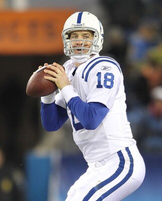 NASHVILLE, TN - DECEMBER 09:  Peyton Manning #18 of the Indianapolis Colts throws a pass during the NFL game against the Tennessee Titans  at LP Field on December 9, 2010 in Nashville, Tennessee.  The Colts won 30-28.  (Photo by Andy Lyons/Getty Images)