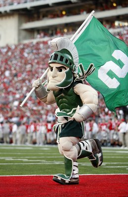 COLUMBUS, OH - OCTOBER 20: Mascot of the Michigan State Spartans runs onto the field during a game against the Ohio State Buckeyes at Ohio Stadium October 20, 2007 in Columbus, Ohio. (Photo By Gregory Shamus/Getty Images)