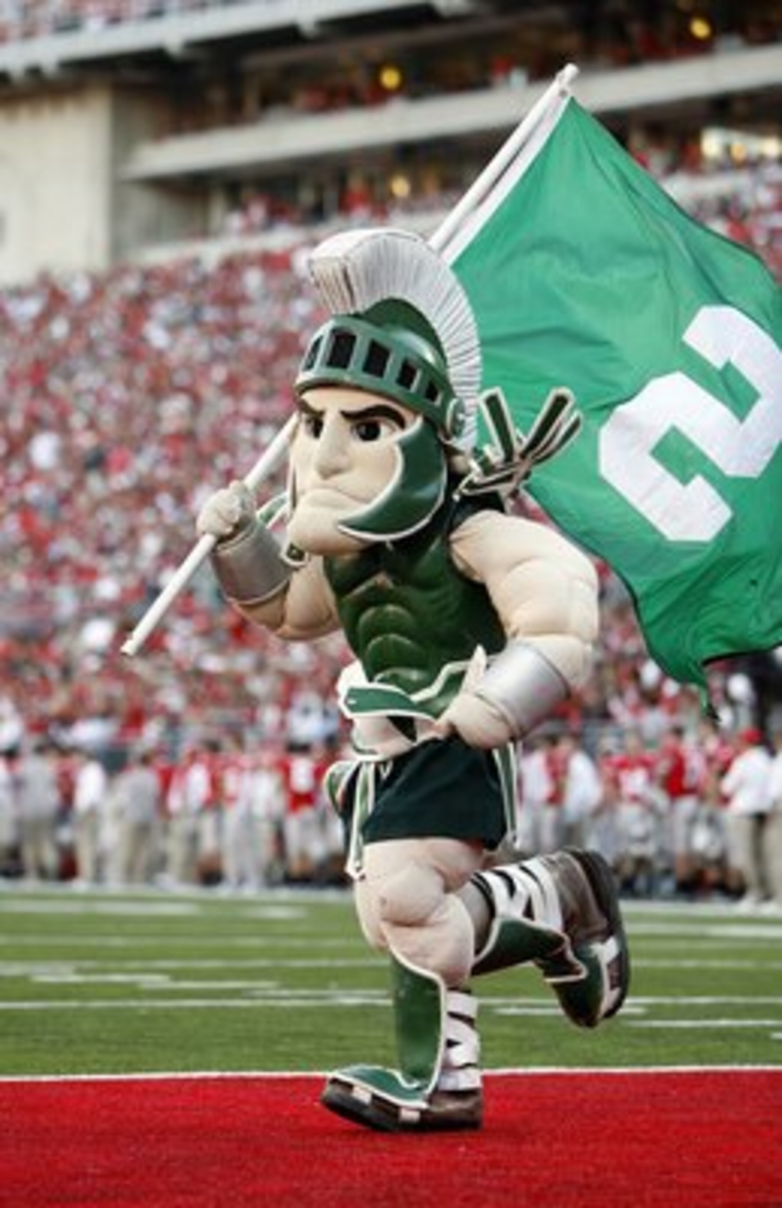COLUMBUS, OH - OCTOBER 20: Mascot of the Michigan State Spartans runs onto the field during a game against the Ohio State Buckeyes at Ohio Stadium October 20, 2007 in Columbus, Ohio. (Photo By Gregory Shamus/Getty Images)