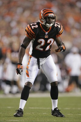 CINCINNATI - AUGUST 13:  Jonathan Joseph #22 of the Cincinnati Bengals looks on during their NFL preseason game against the Washington Redskins on August 13, 2006 at Paul Brown Stadium in Cincinnati, Ohio. (Photo By Gregory Shamus/Getty Images)