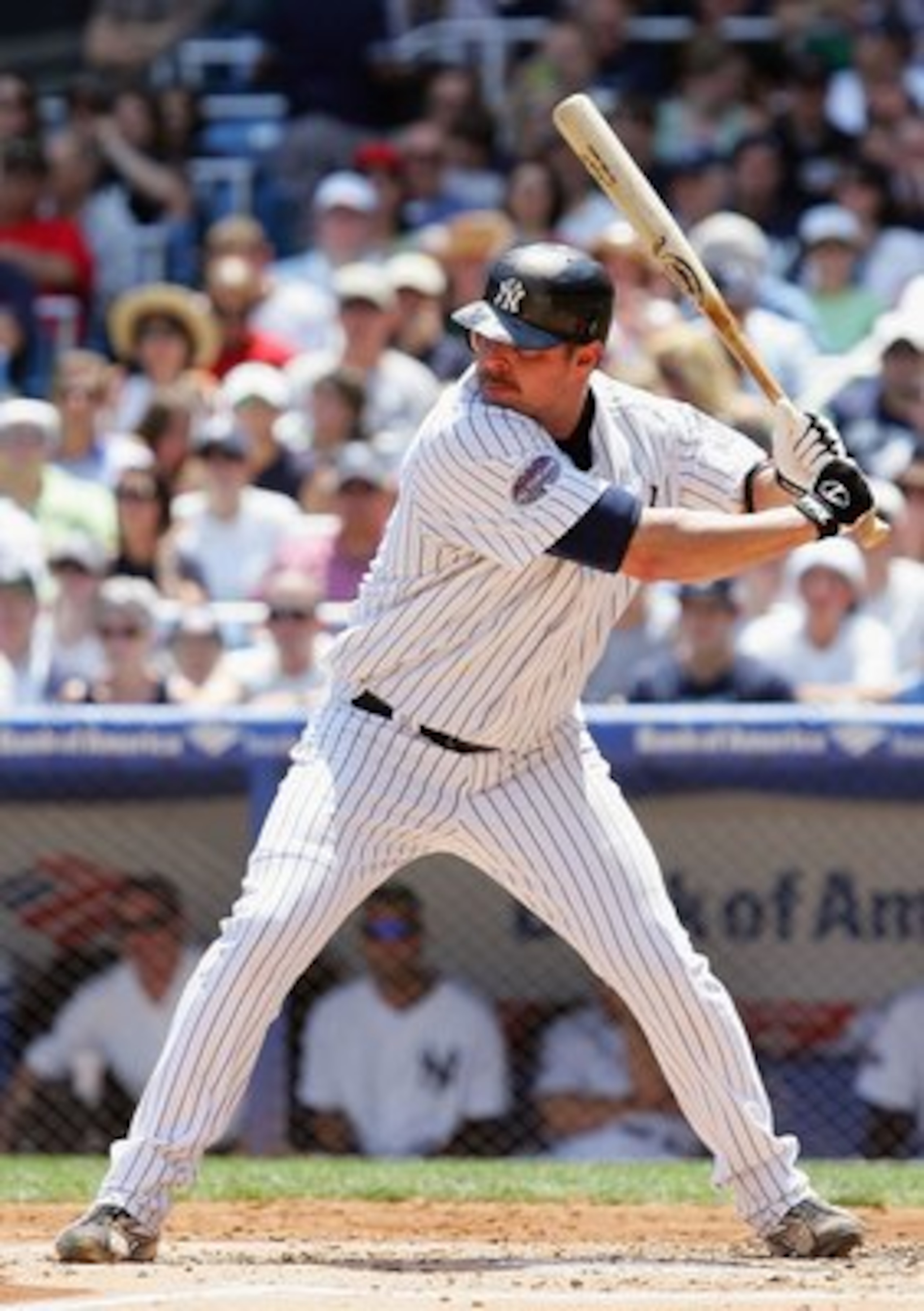 NEW YORK - JUNE 21: Jason Giambi #25 of the New York Yankees bats against the Cincinnati Reds on June 21, 2008 at Yankee Stadium in the Bronx borough of New York City. The Reds won the game 6-0.(Photo by Jim McIsaac/Getty Images)