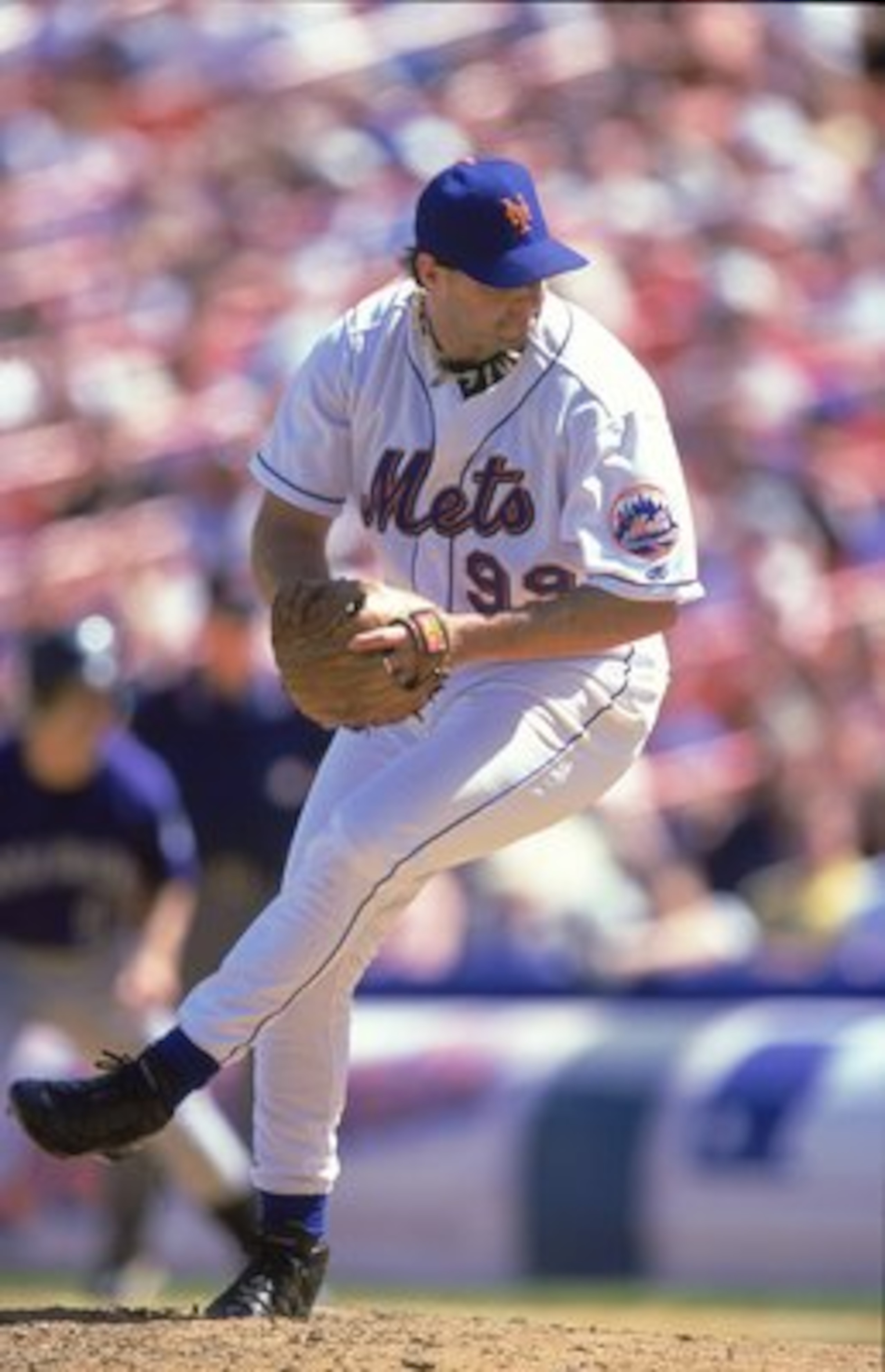 17 Aug 2000:  Pitcher Turk Wendell #99 of the New York Mets starts his wind up during the game against the Colorado Rockies at Shea Stadium in Flushing, New York. The Mets defeated the Rockies 2-1.Mandatory Credit: Jamie Squire  /Allsport