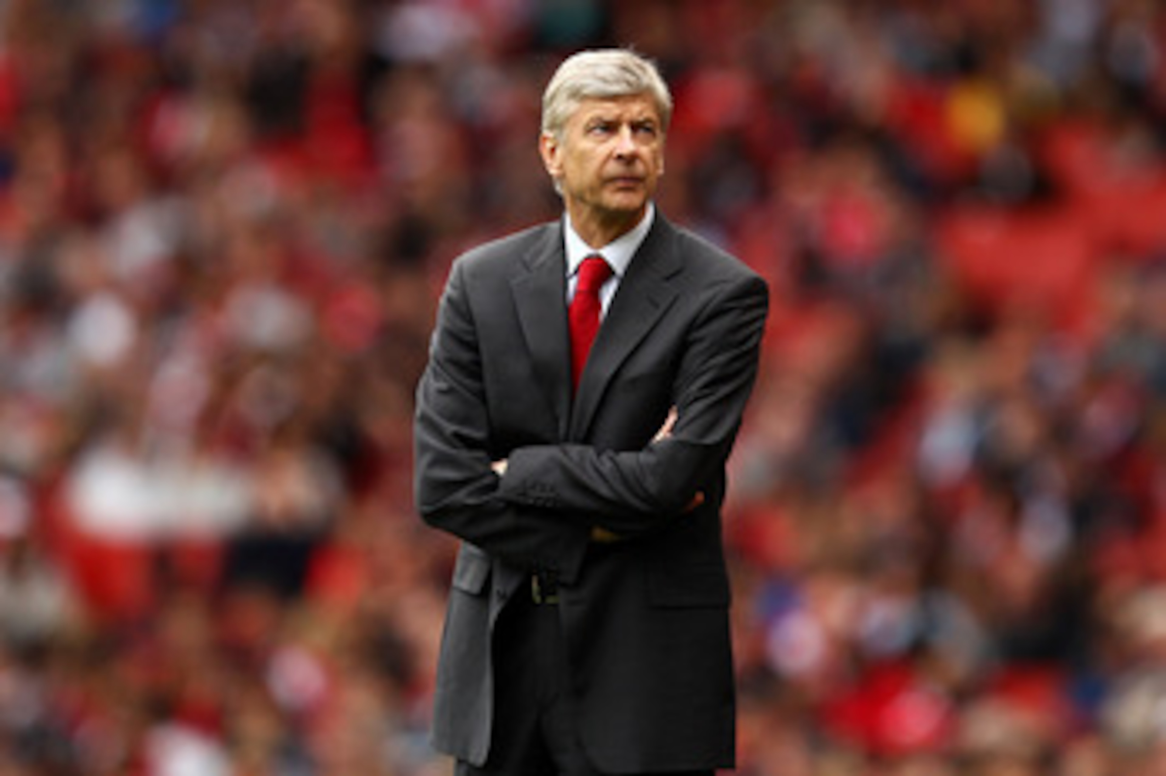 LONDON, ENGLAND - MAY 15:  Arsene Wenger manager of Arsenal looks skywards during the Barclays Premier League match between Arsenal and Aston Villa at the Emirates Stadium on May 15, 2011 in London, England.  (Photo by Richard Heathcote/Getty Images)