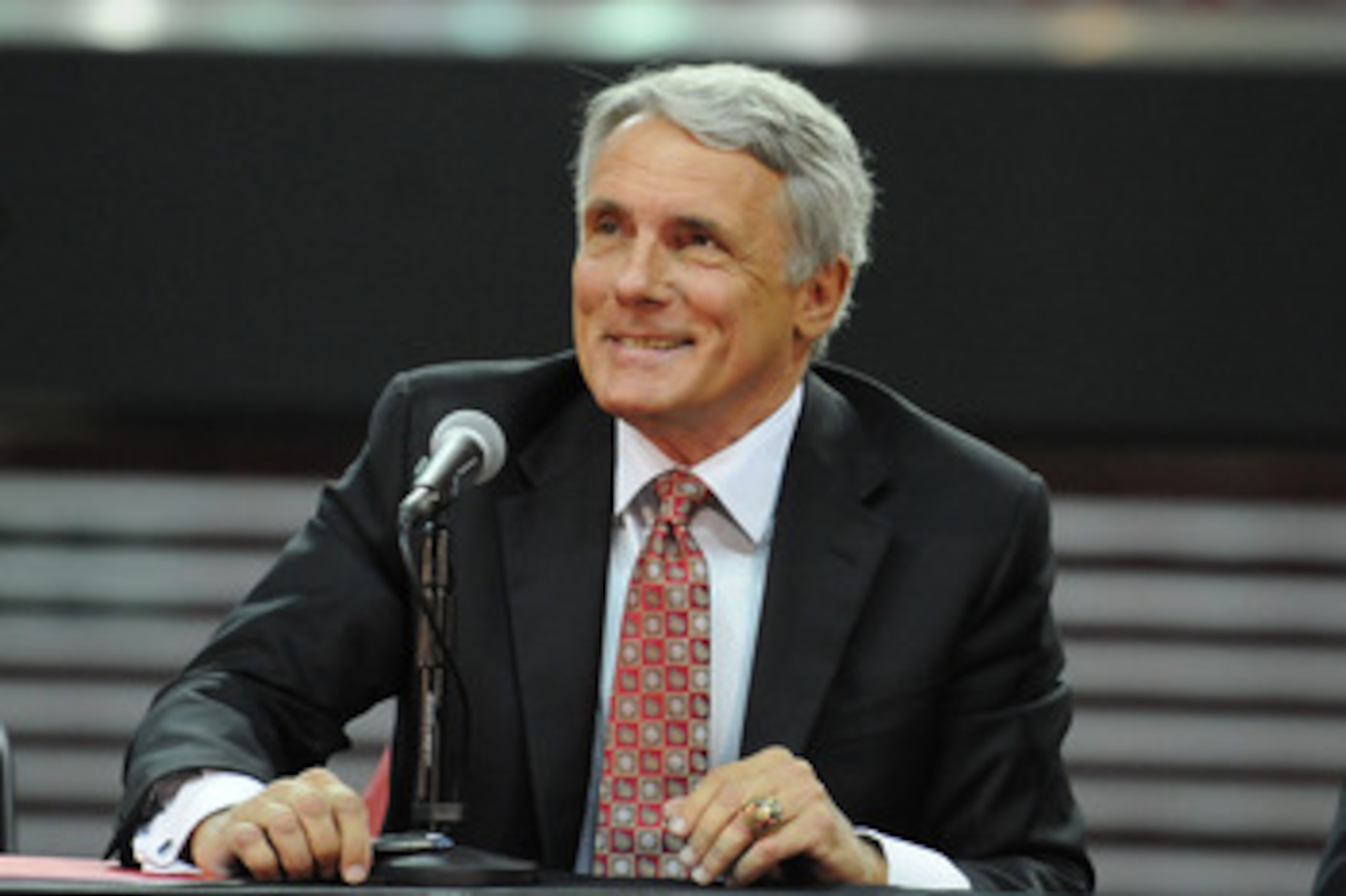 COLLEGE PARK, MD - MAY 6:  University of Maryland basketball coach Gary WIlliams speaks while announcing his retirement on May 6, 2011 at the Comcast Center in College Park, Maryland.  (Photo by Mitchell Layton/Getty Images)
