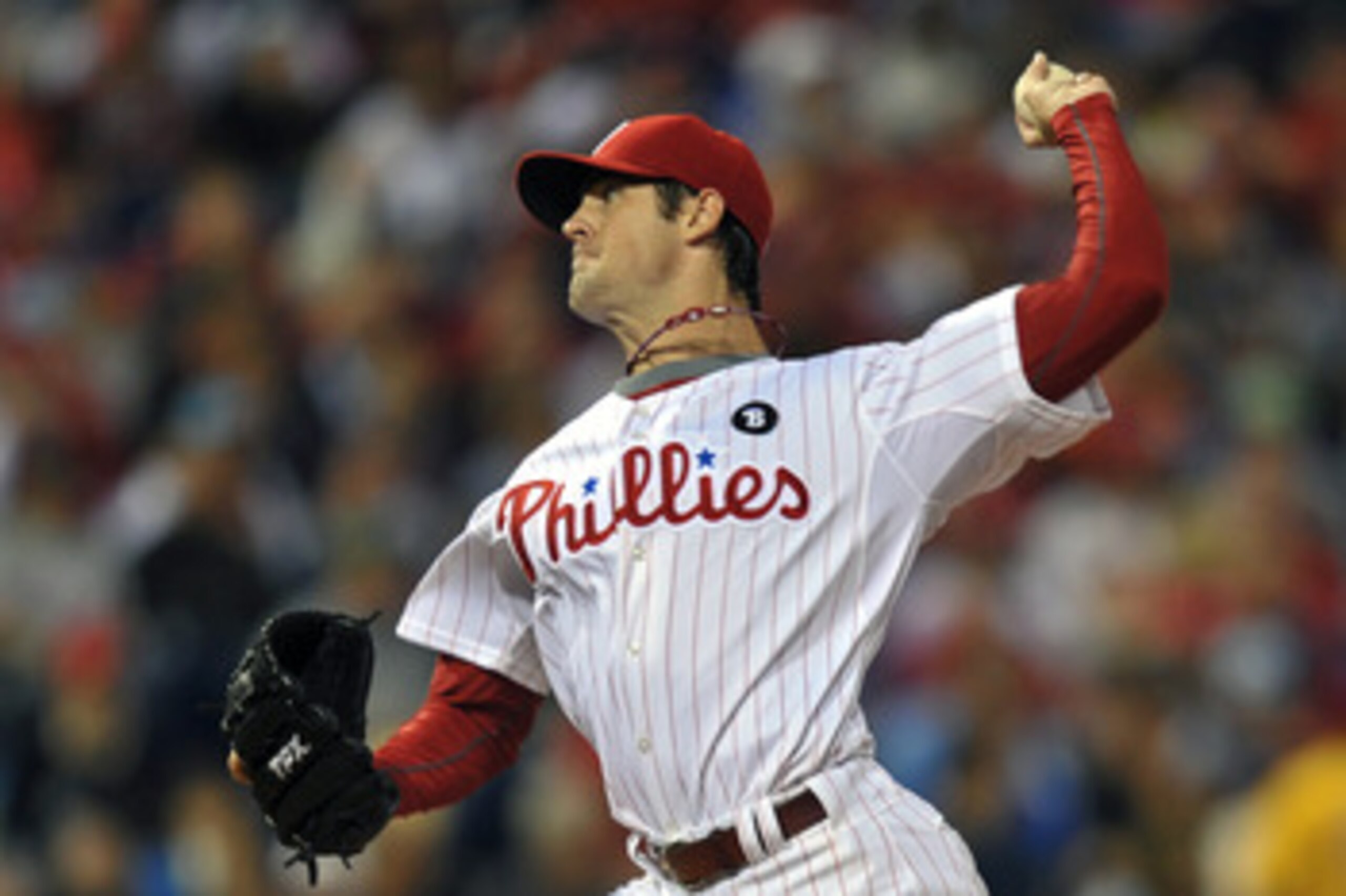 PHILADELPHIA, PA - JUNE 14: Cole Hamels #35 of the Philadelphia Phillies delivers a pitch during the game against the Florida Marlins at Citizens Bank Park on June 14, 2011 in Philadelphia, Pennsylvania. (Photo by Drew Hallowell/Getty Images)