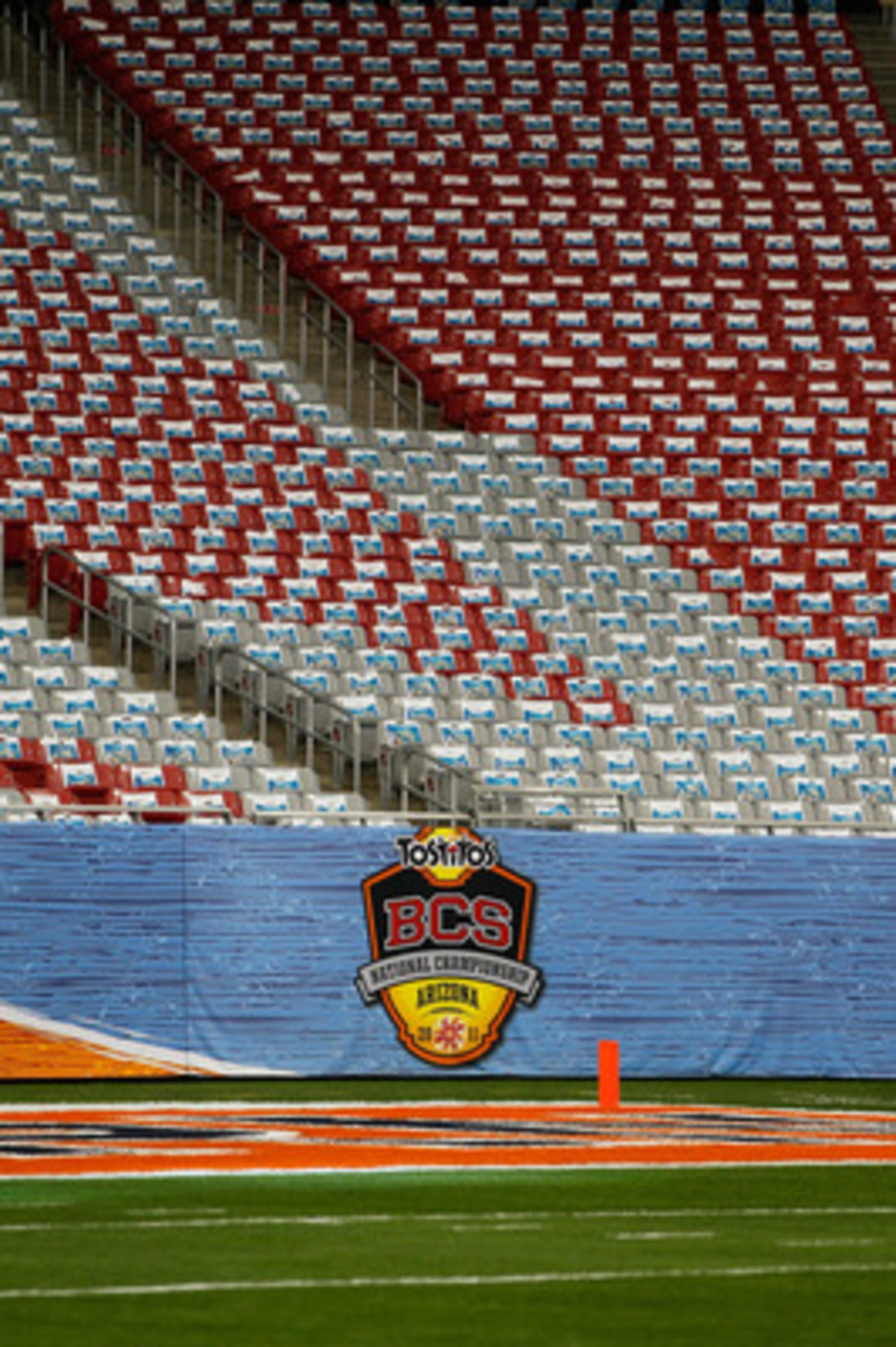 GLENDALE, AZ - JANUARY 10:  Signage is displayed at the Tostitos BCS National Championship Game between the Oregon Ducks and the Auburn Tigers at University of Phoenix Stadium on January 10, 2011 in Glendale, Arizona.  (Photo by Kevin C. Cox/Getty Images)