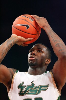 NEW YORK - MARCH 09:  Dominique Jones #20 of the University of South Florida shoots a free throw against DePaul University during the first round game of the Big East Basketball Tournament at Madison Square Garden on March 9, 2010 in New York City.  (Phot