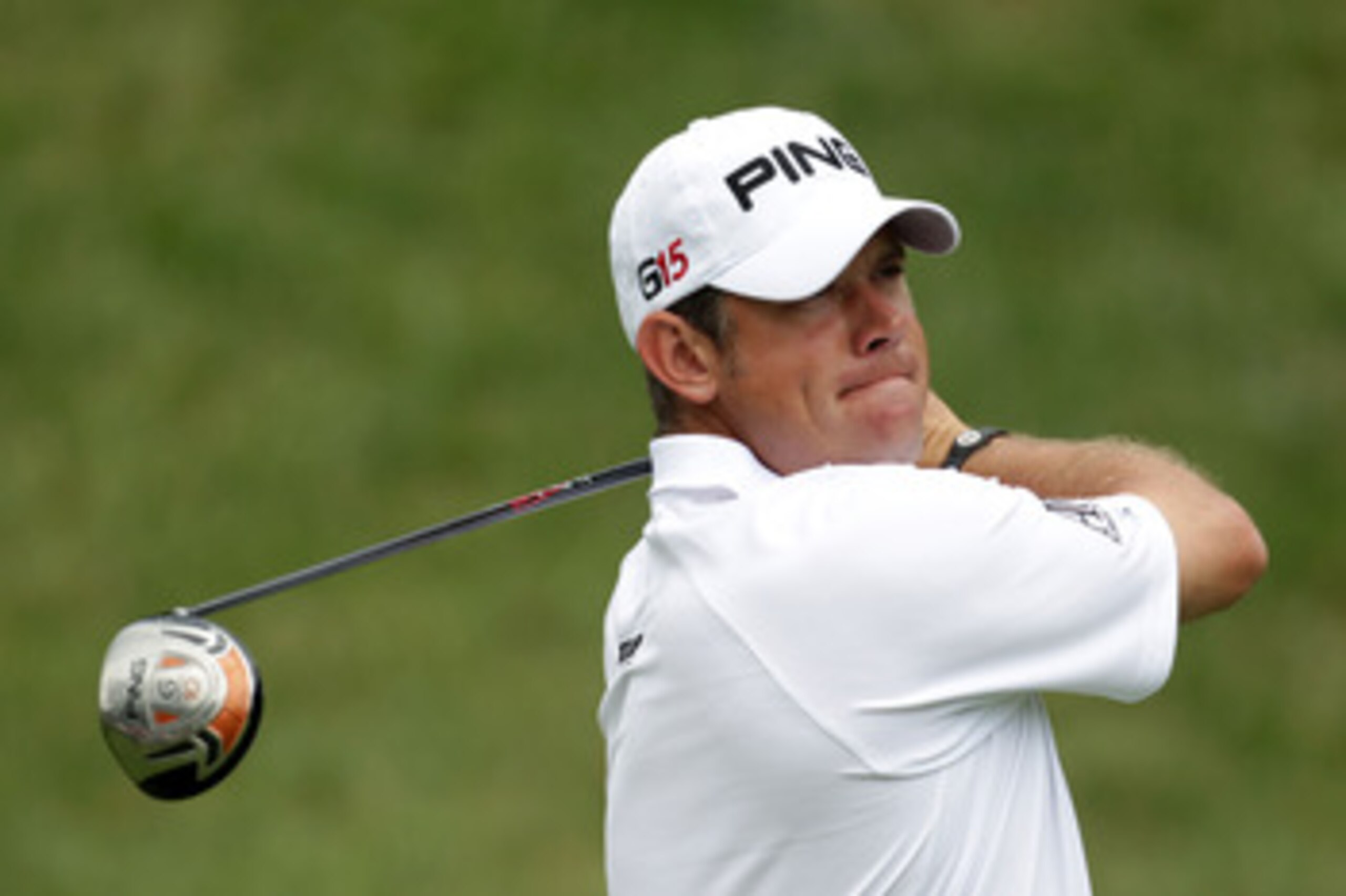 BETHESDA, MD - JUNE 14:  Lee Westwood of England hits a shot during a practice round prior to the start of the 111th U.S. Open at Congressional Country Club on June 14, 2011 in Bethesda, Maryland.  (Photo by Ross Kinnaird/Getty Images)
