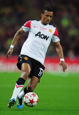 LONDON, ENGLAND - MAY 28:  Luis Nani of Manchester United  in action during the UEFA Champions League final between FC Barcelona and Manchester United FC at Wembley Stadium on May 28, 2011 in London, England.  (Photo by Shaun Botterill/Getty Images)